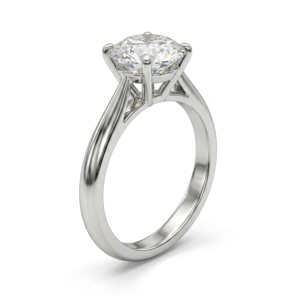 Cathedral Solitaire Round Engagement Ring (2.08 ct.) in Platinum