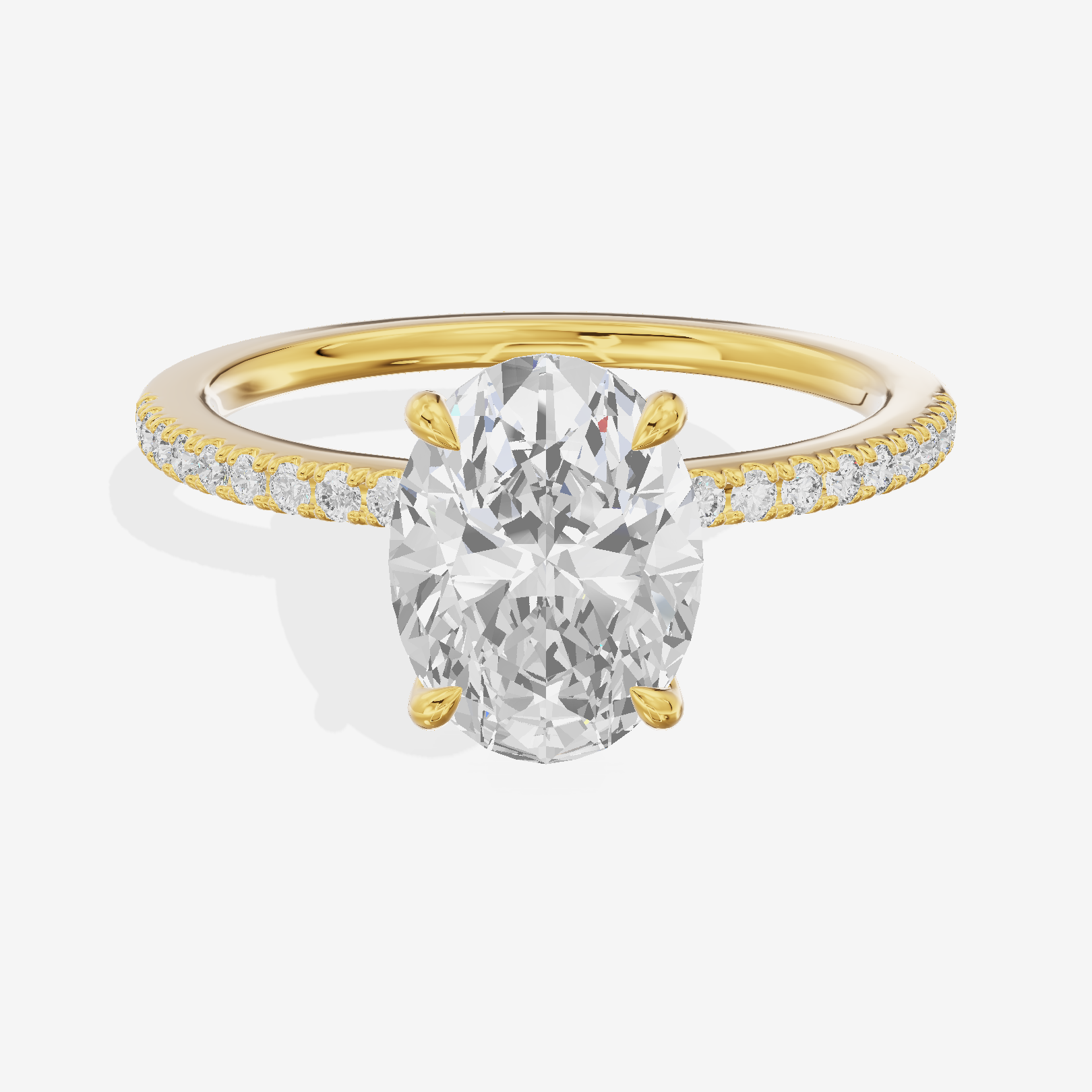 Grand Mirelle Oval Hidden Halo Engagement Ring (1/5 ct. tw.) in 18K Yellow Gold