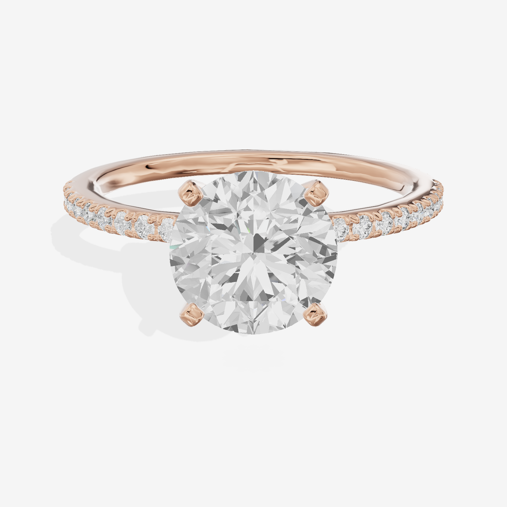 Grand Mayrelle Round Engagement Ring with Side Stones (1/8 ct. tw.) in 18K Rose Gold