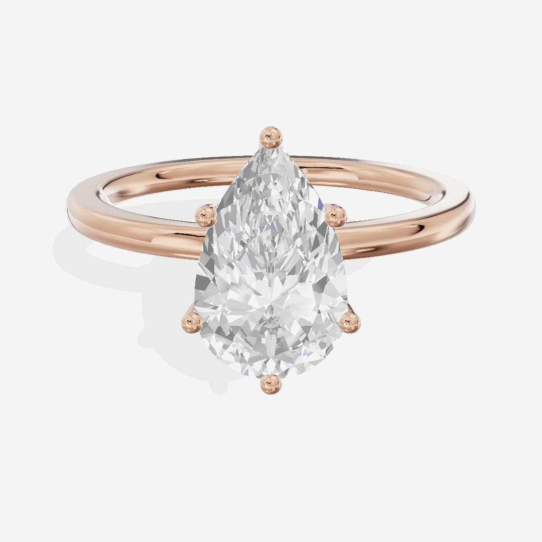 Vowsae Hidden Halo Pear Engagement Ring (1/20 ct. tw.) in 14K Rose Gold