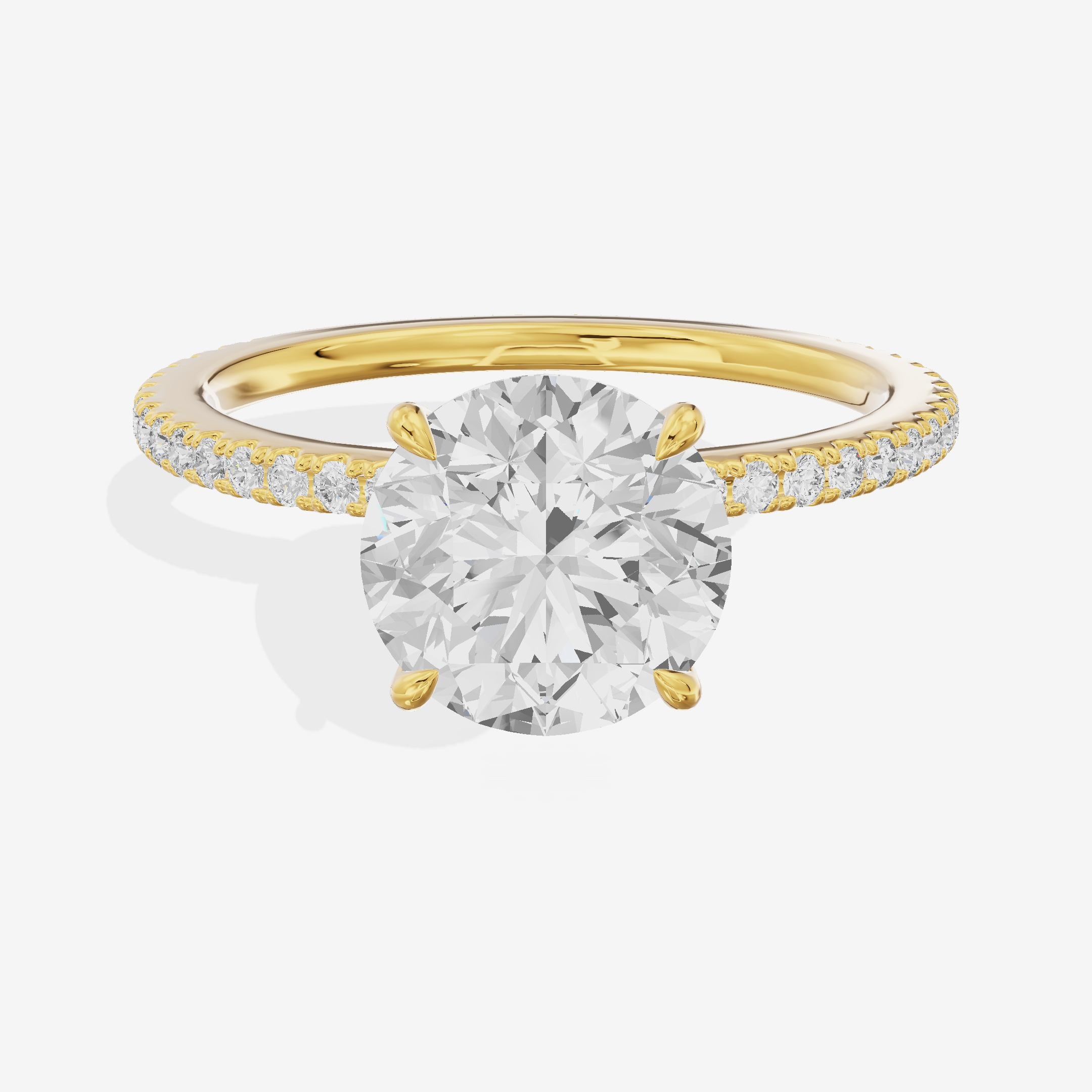 Tensare Round Engagement Ring with Side Stones (1 ct. tw.) in 18K Yellow Gold