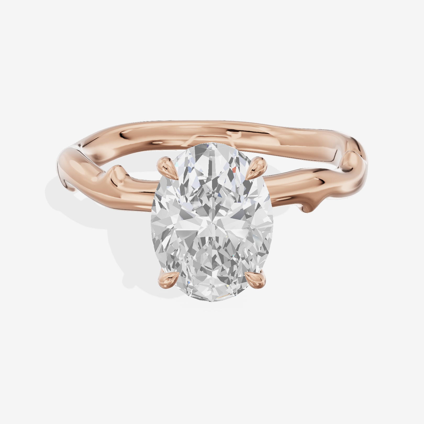Vowsae Cathedral 2.2mm Oval Solitaire Engagement Ring in 14K Rose Gold