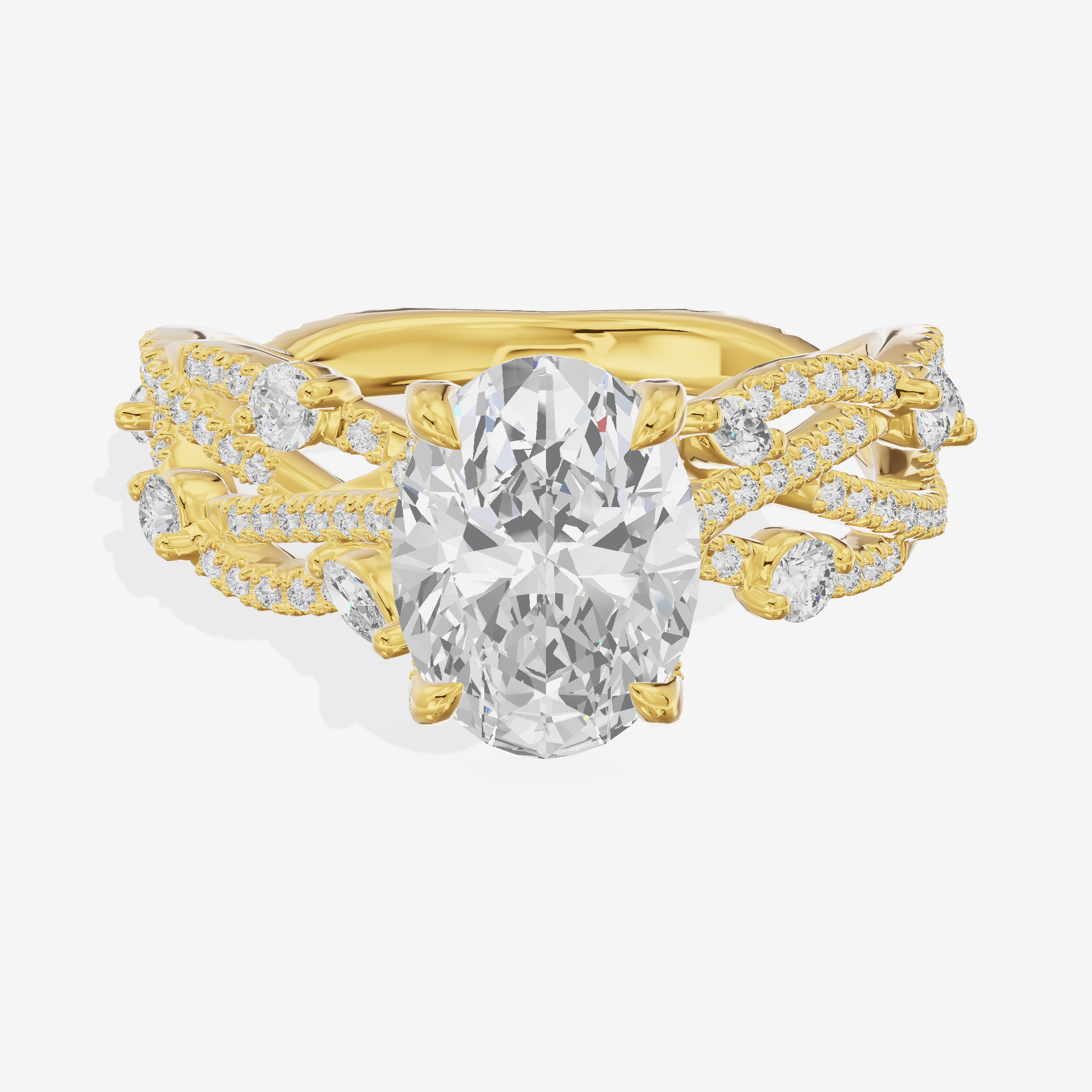 One of One Petite Oval Engagement Ring with Side Stones (1/4 ct. tw.) in 14K Yellow Gold