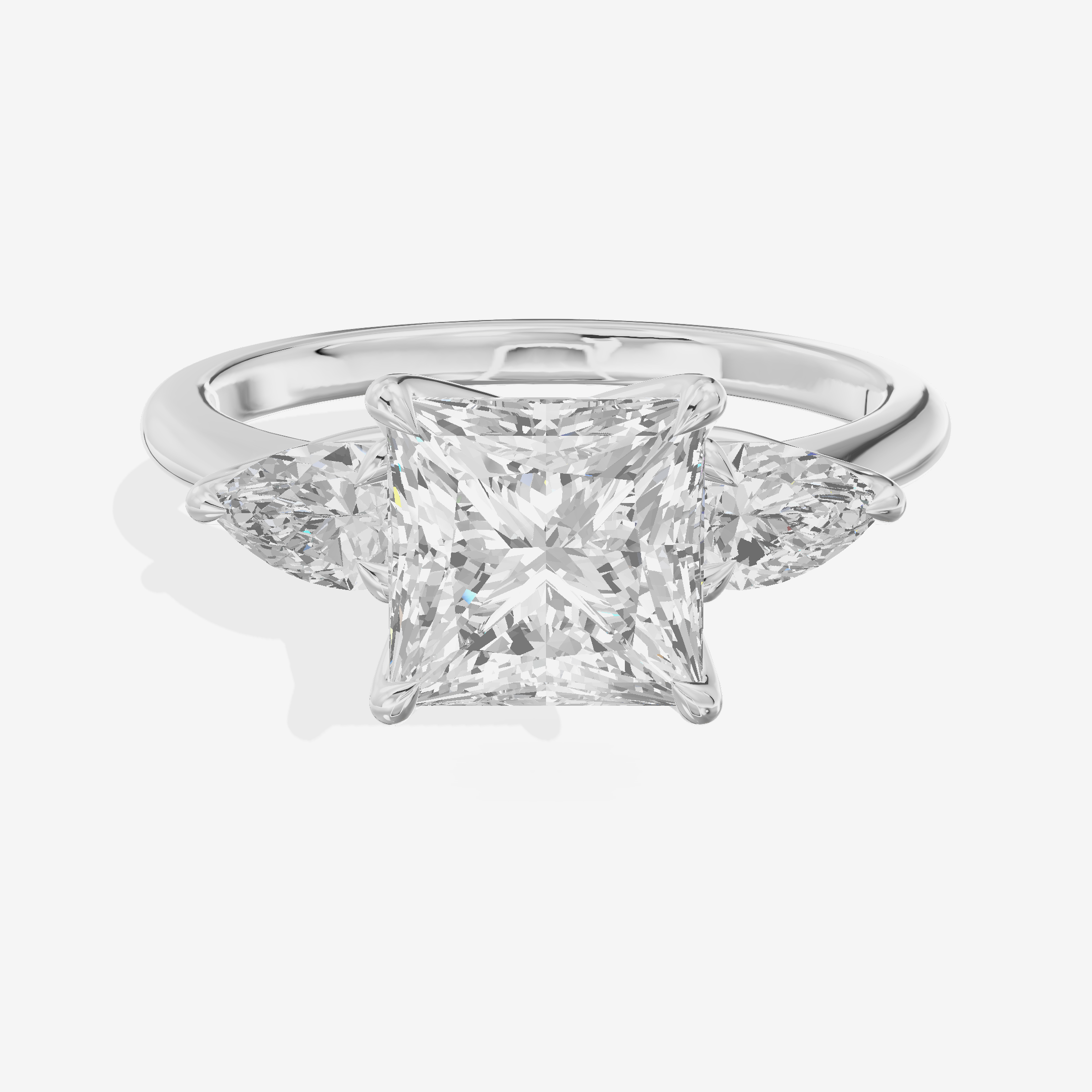 Modern Triade Princess Three Stone Engagement Ring (1/2 ct. tw.) in 18K White Gold
