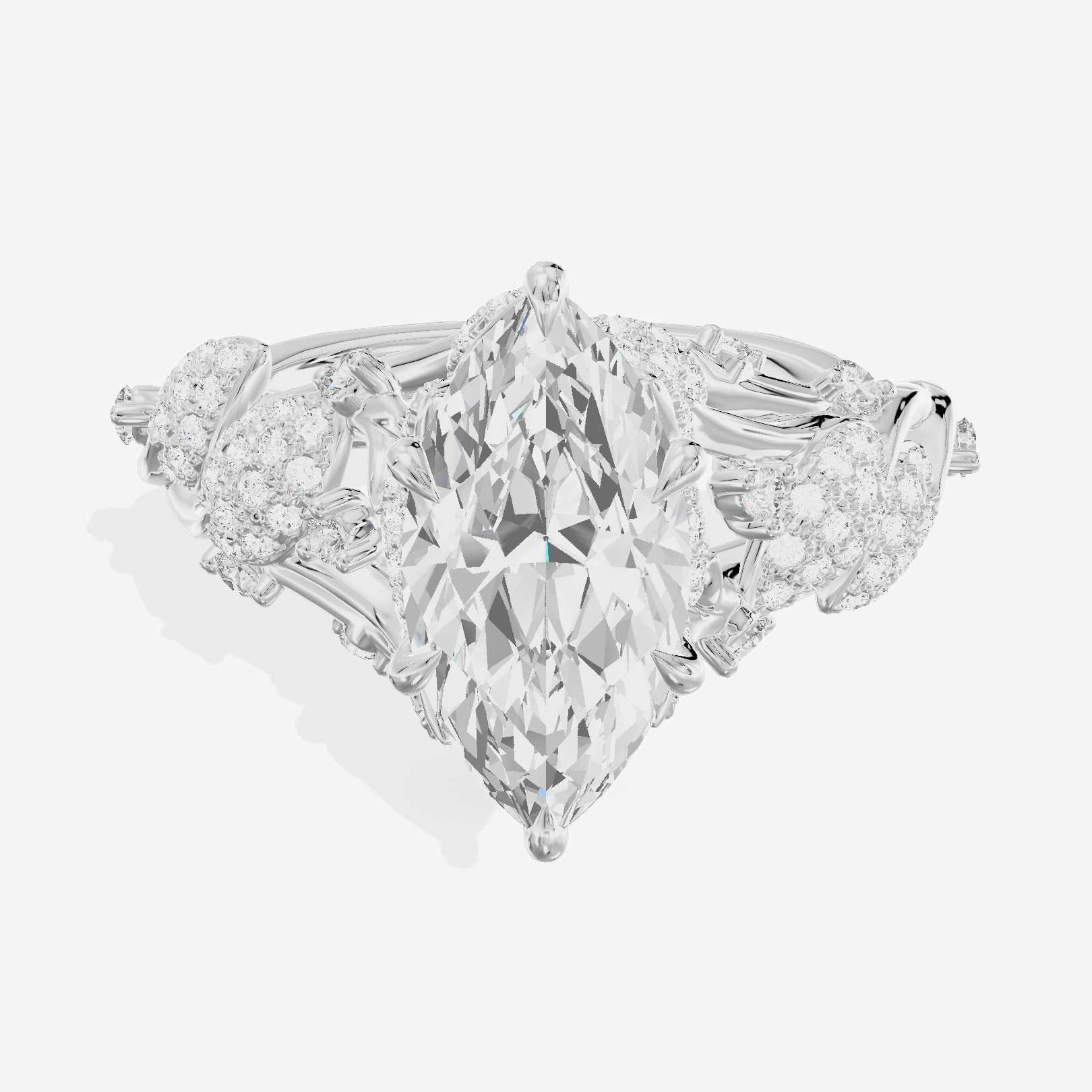 Luxe Eversince Marquise Engagement Ring with Side Stones (1/2 ct. tw.) in 14K White Gold