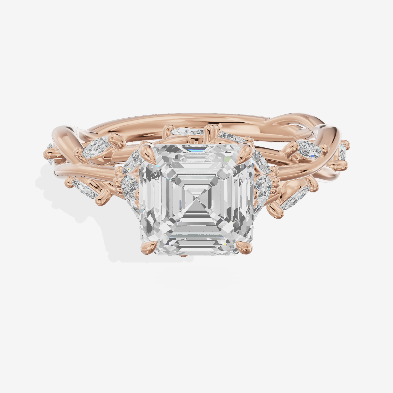 Twine Pavé Asscher Twisted Engagement Ring (1/2 ct. tw.) in 18K Rose Gold
