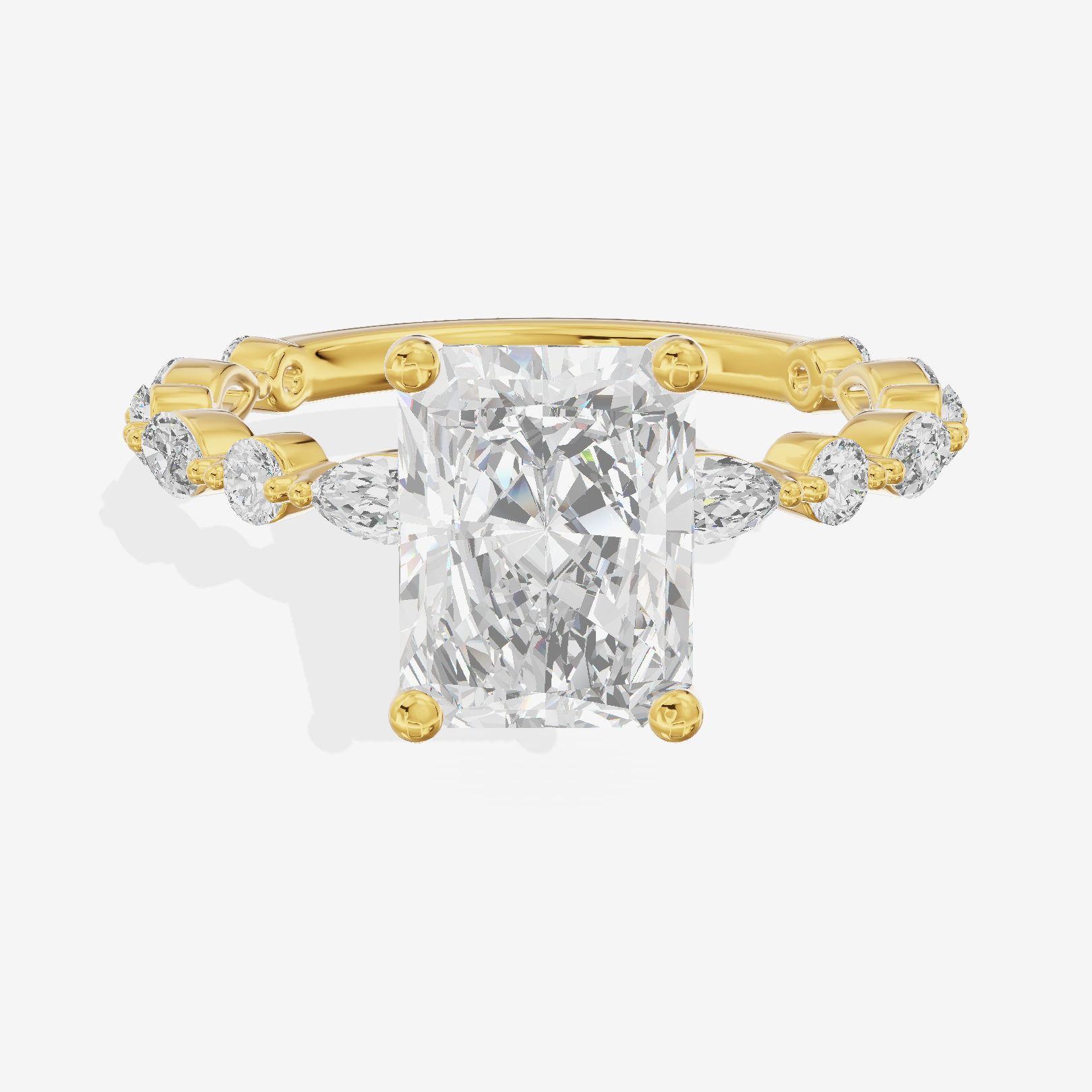 Solea Cathedral 2mm Radiant Engagement Ring with Side Stones (1/2 ct. tw.) in 14K Yellow Gold
