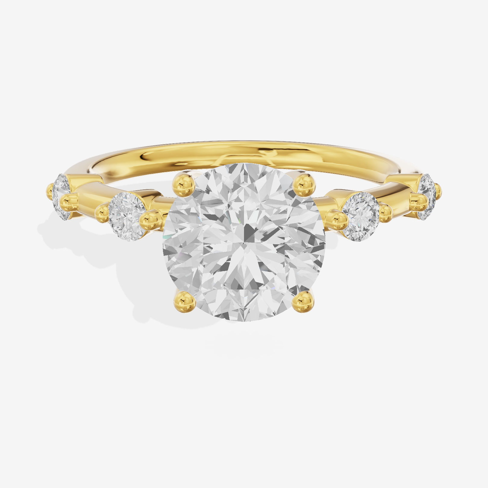 Petite Heartline Round Engagement Ring with Side Stones (1/5 ct. tw.) in 18K Yellow Gold