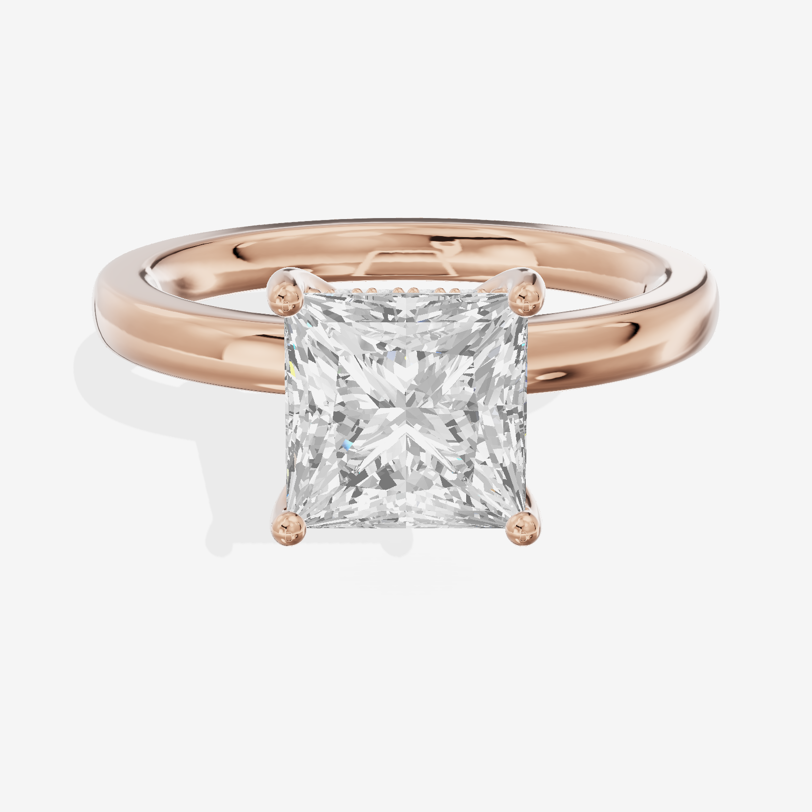 Reverya Princess Hidden Halo Engagement Ring (1/15 ct. tw.) in 14K Rose Gold