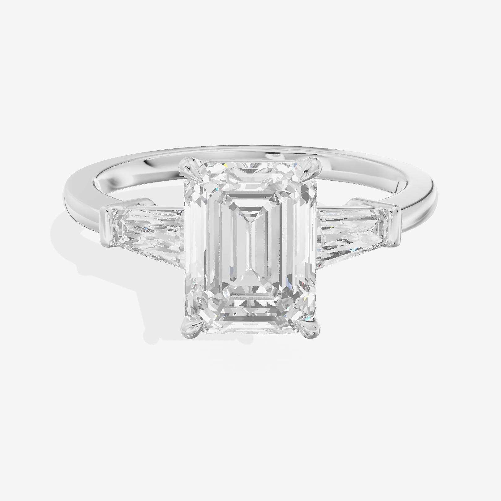 Vintage Coeurine Three Stone Emerald Engagement Ring (1/2 ct. tw.) in 18K White Gold