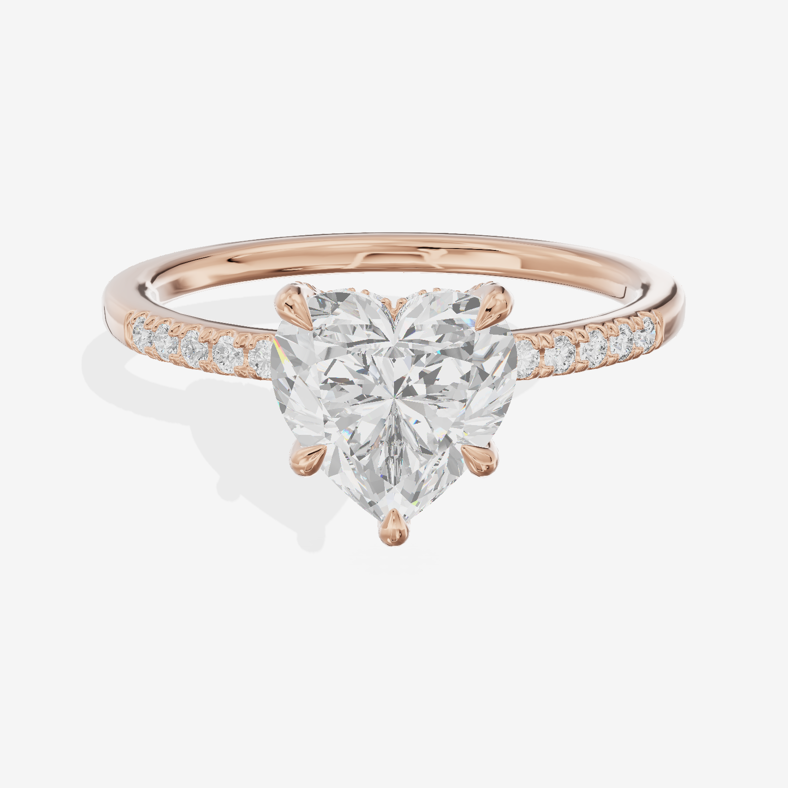 Tender Whisper Heart Engagement Ring with Side Stones (1/6 ct. tw.) in 14K Rose Gold