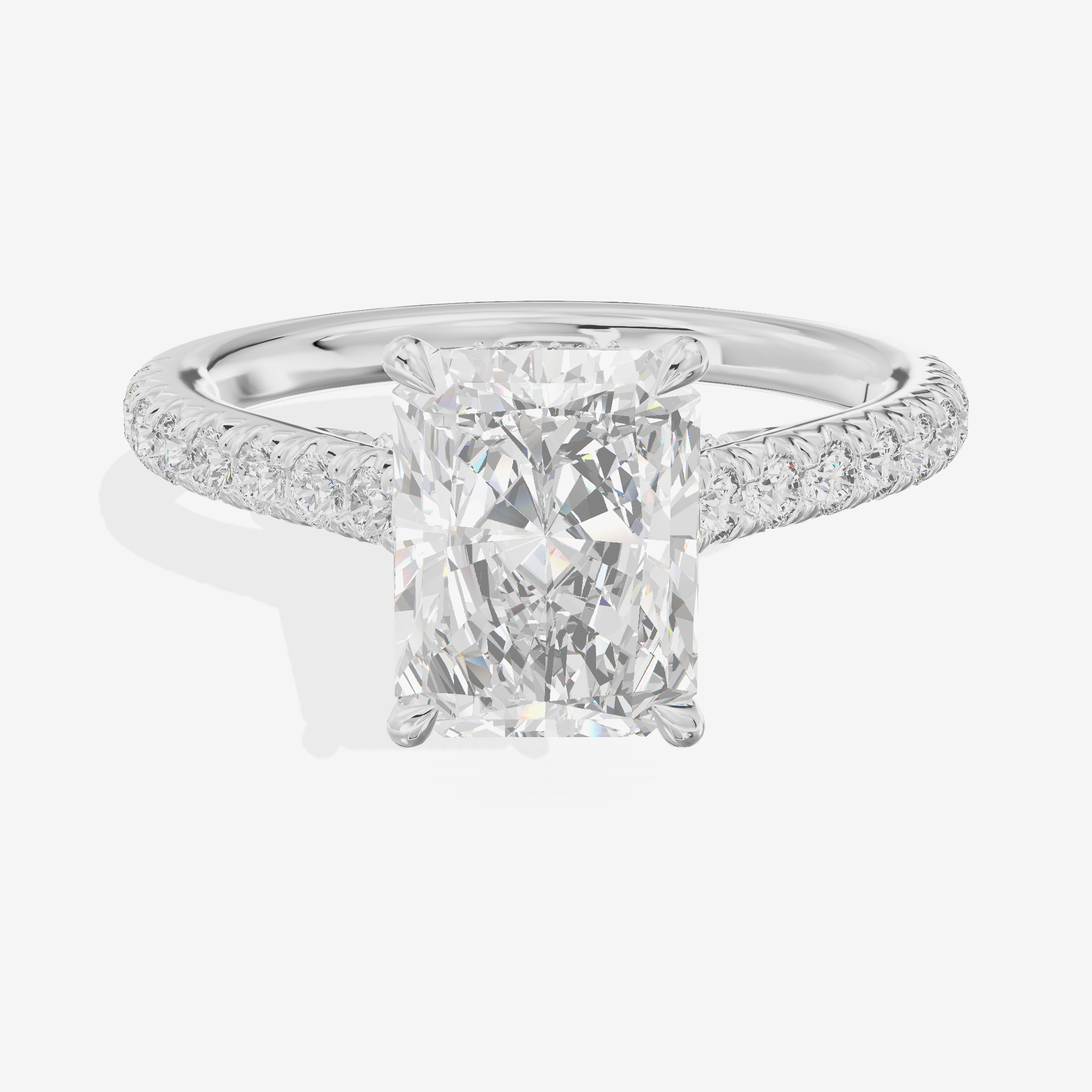 Modern Linger Radiant Engagement Ring with Side Stones (3/4 ct. tw.) in Platinum