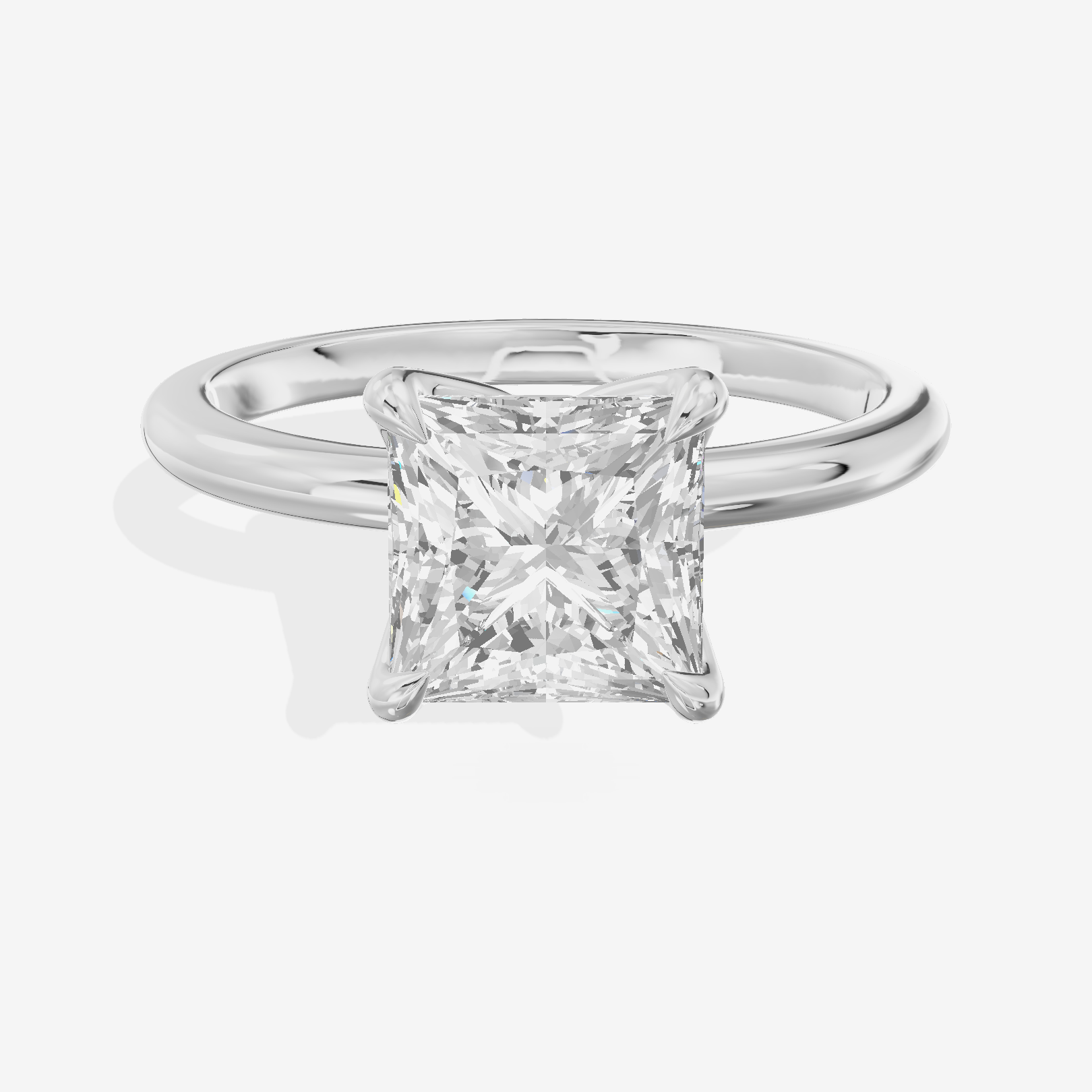 Modern Coeurine 1.5mm Princess Bezel Engagement Ring in 14K White Gold