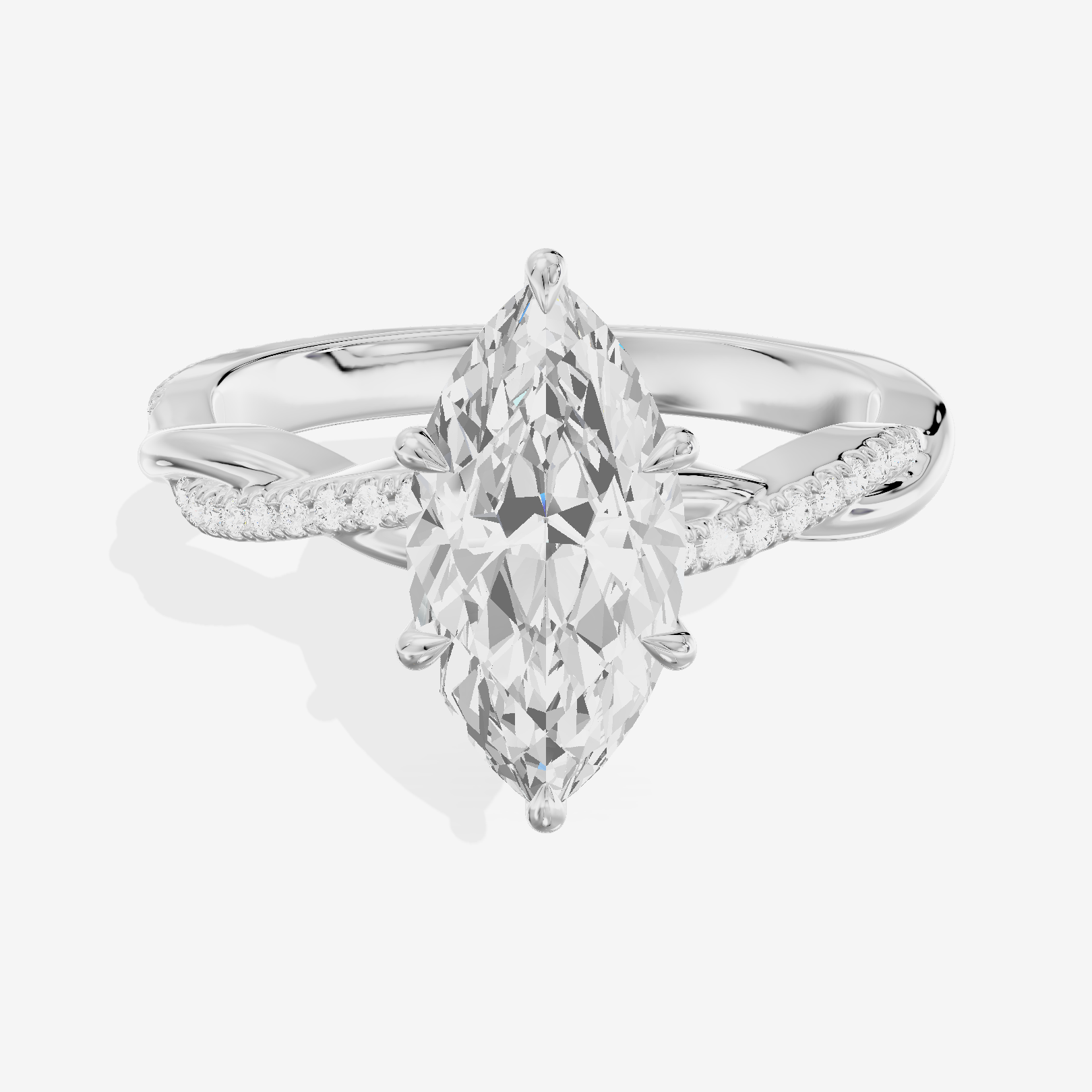 Petite Lumera Marquise Pavé Engagement Ring (1/8 ct. tw.) in 18K White Gold