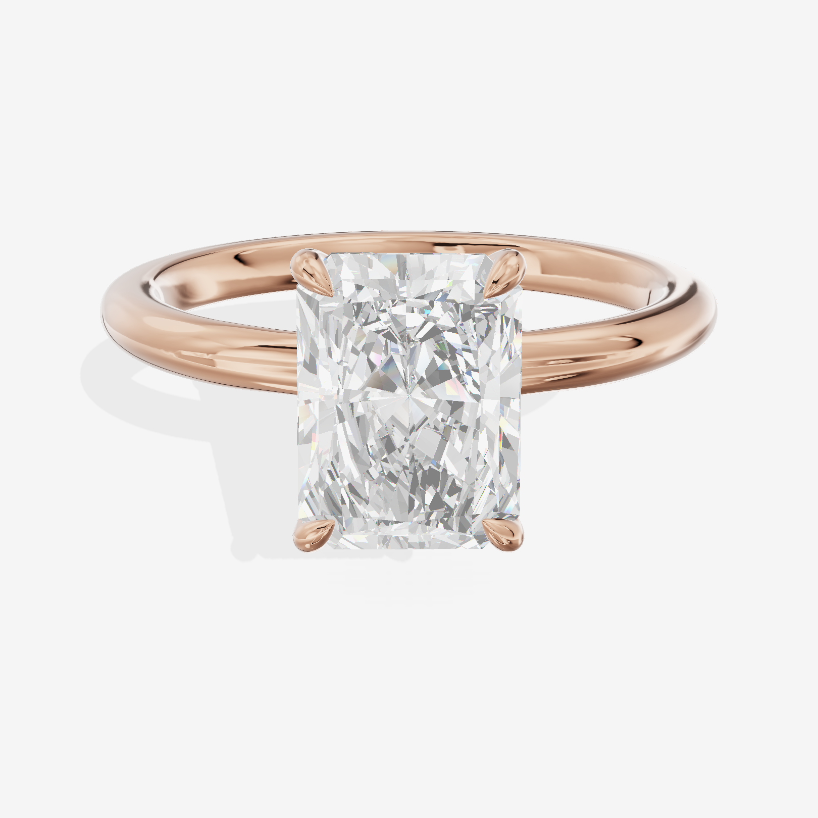 Adorae Solitaire 2mm Radiant Engagement Ring in 18K Rose Gold