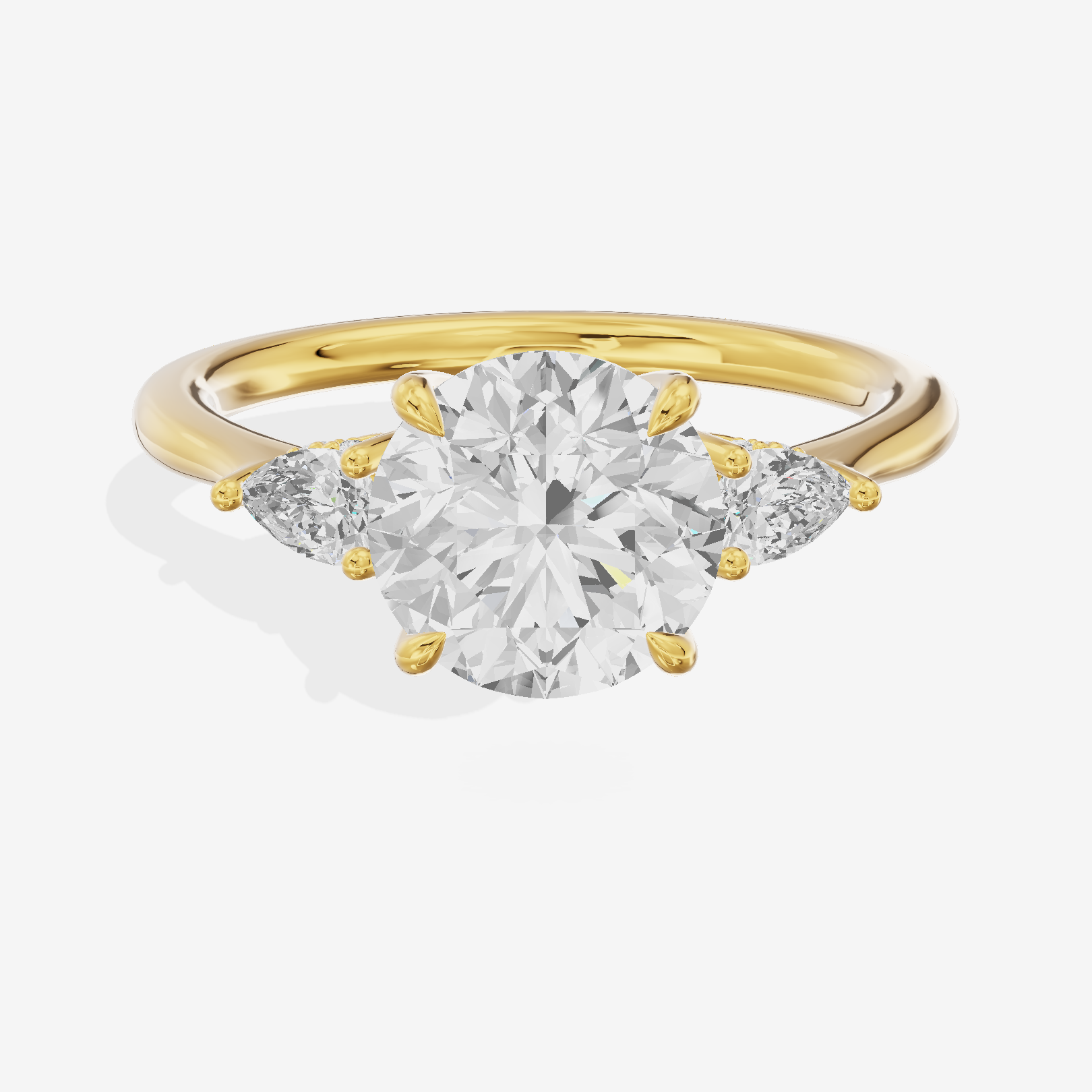Petite Vowsae Three Stone Round Engagement Ring (1/4 ct. tw.) in 18K Yellow Gold