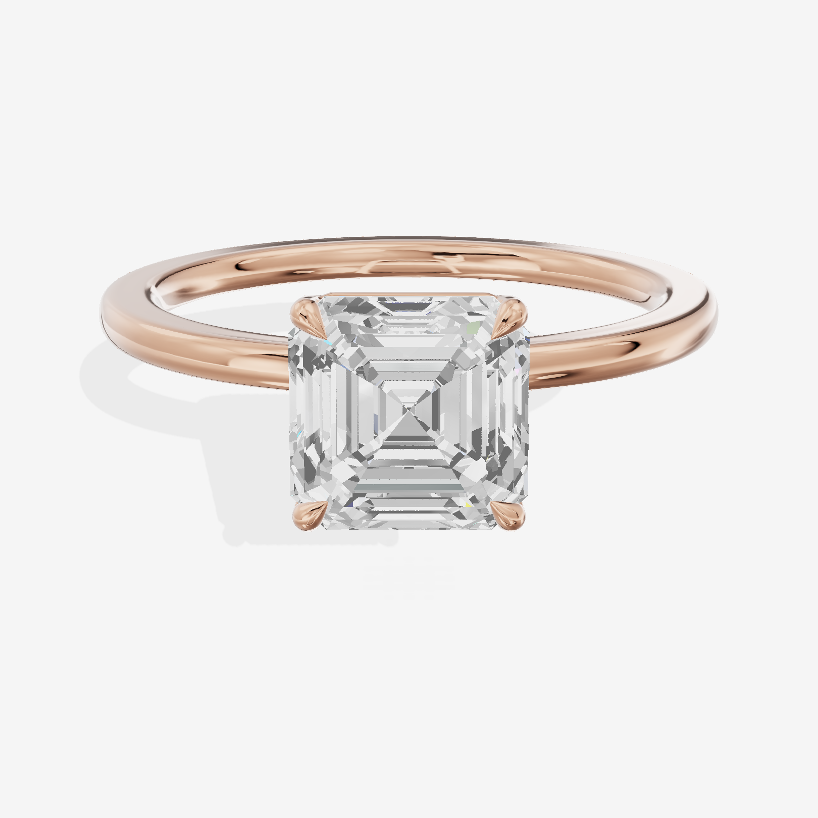 Charmae Ring 1.4mm Asscher Solitaire Engagement Ring in 14K Rose Gold