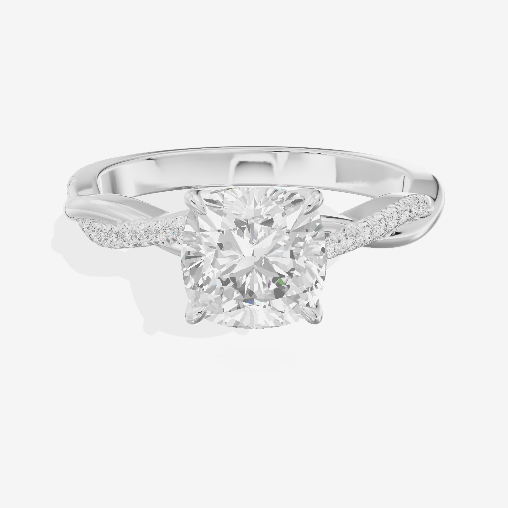 Petite Lumera Cushion Pavé Engagement Ring (1/8 ct. tw.) in 14K White Gold