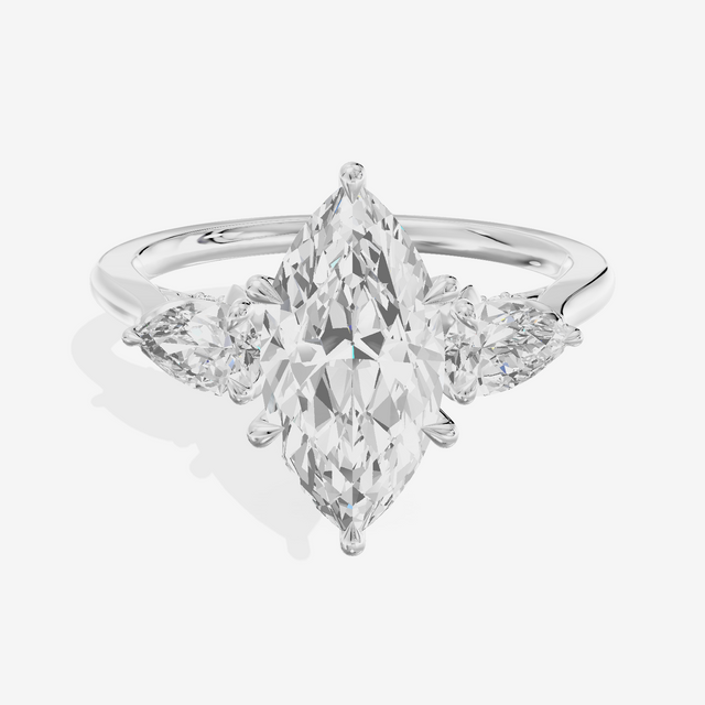 Modern Sincere Three Stone Marquise Engagement Ring (1/2 ct. tw.) in 18K White Gold