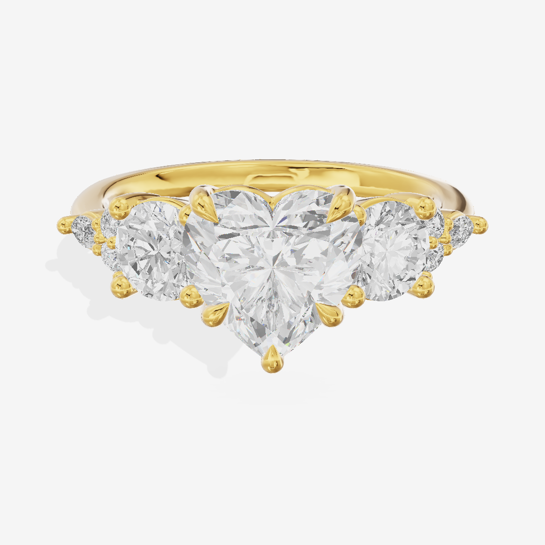 Luxe Halcyon Three Stone Heart Engagement Ring (3/4 ct. tw.) in 18K Yellow Gold