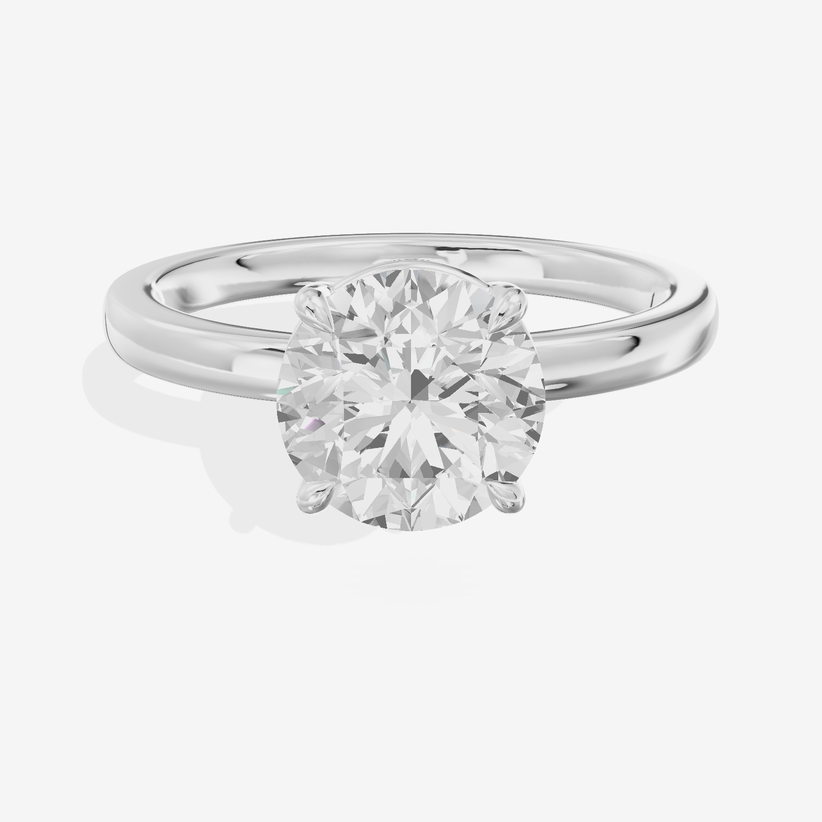 Heartline 2mm Round Solitaire Engagement Ring in 14K White Gold