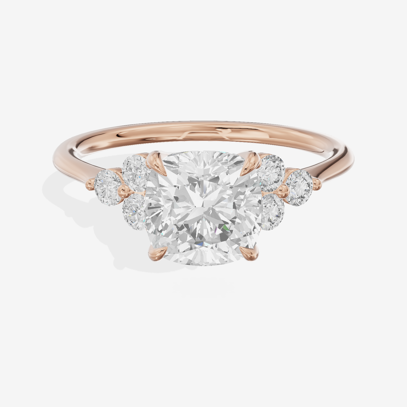 Luxe Trueheart Cushion Engagement Ring with Side Stones (1/5 ct. tw.) in 14K Rose Gold