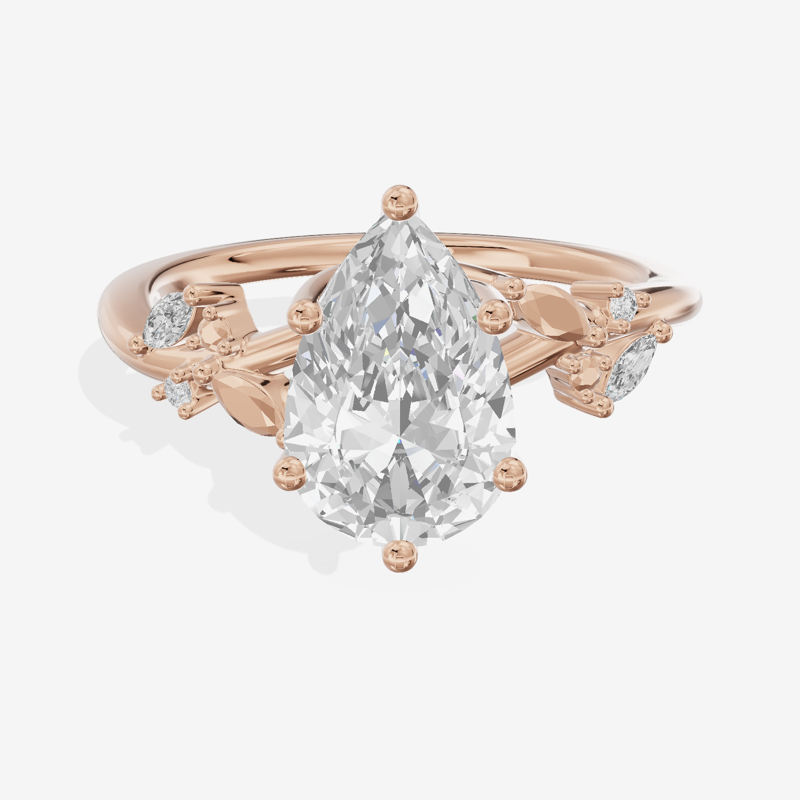 Tender Maia Pear Engagement Ring with Side Stones (1/15 ct. tw.) in 18K Rose Gold