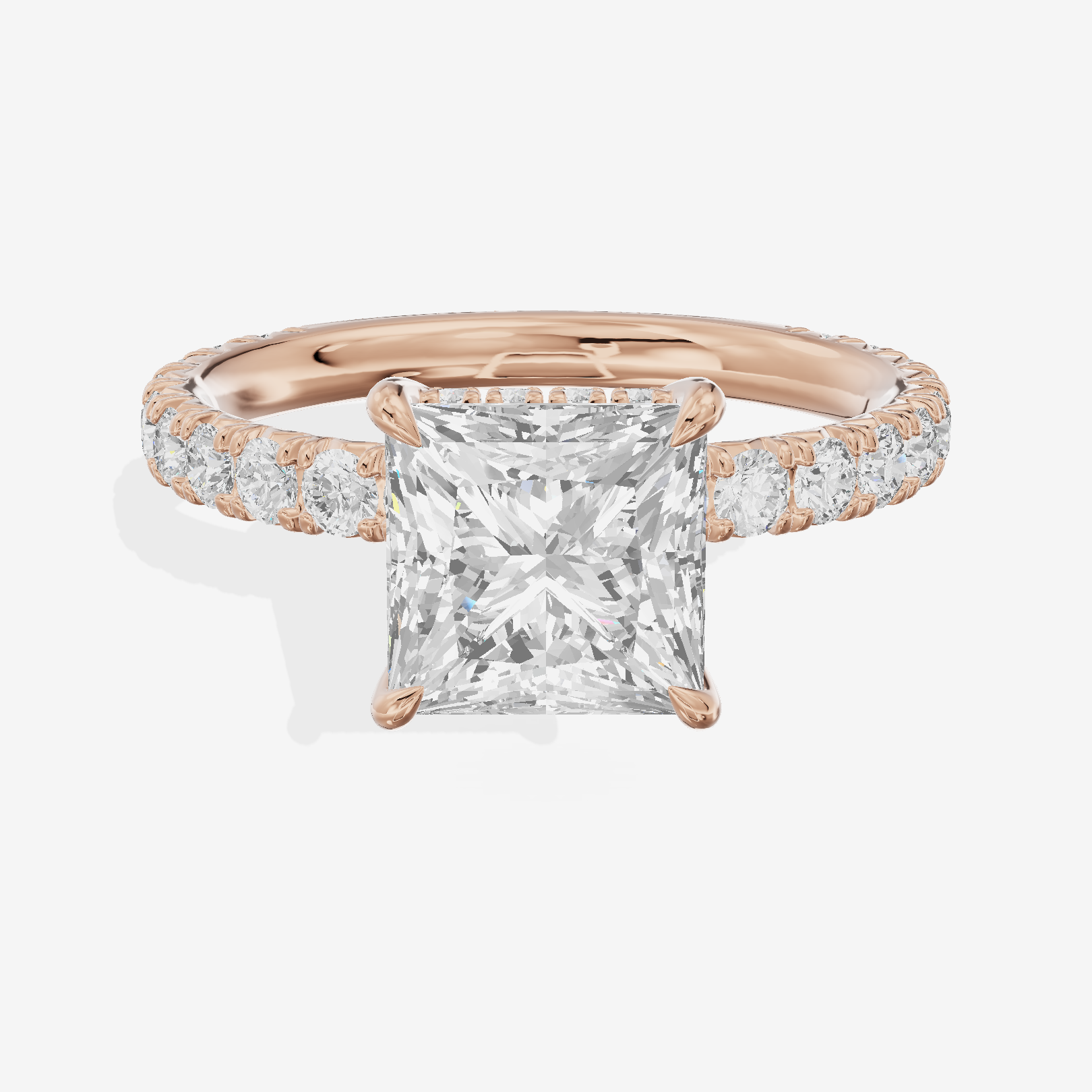 Sincere Pavé Princess Engagement Ring (3/5 ct. tw.) in 18K Rose Gold