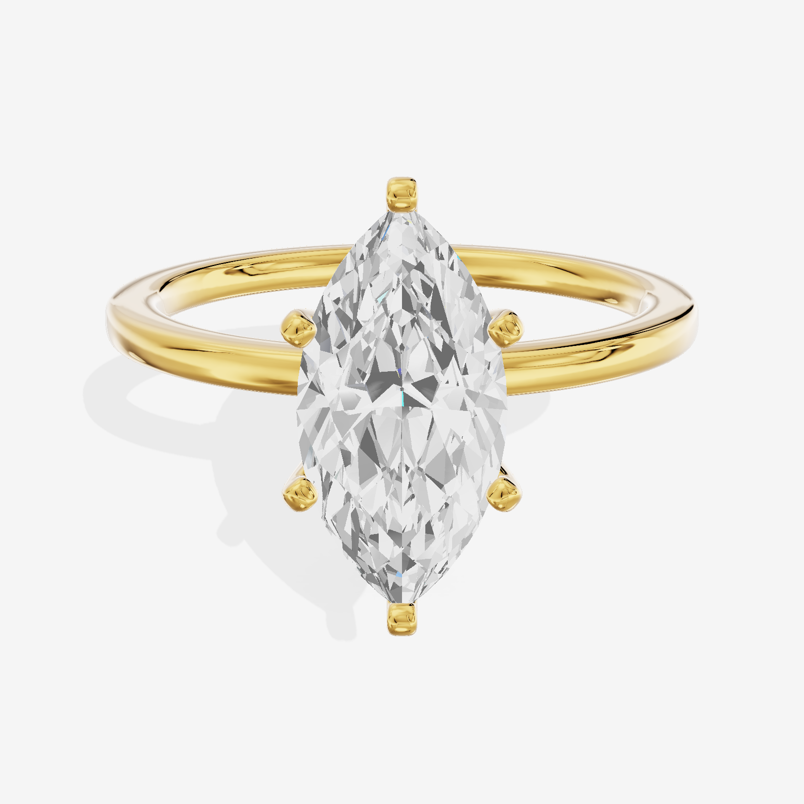Petite Sincere 1.5mm Marquise Six-Prong Engagement Ring in 18K Yellow Gold