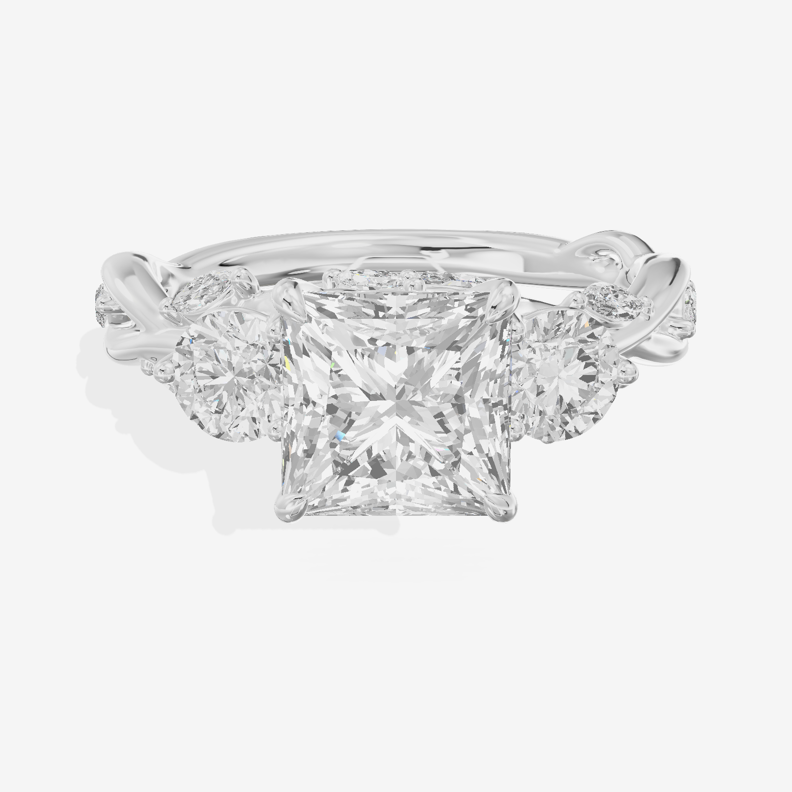 Modern Vowsae Three Stone Princess Engagement Ring (3/4 ct. tw.) in 18K White Gold