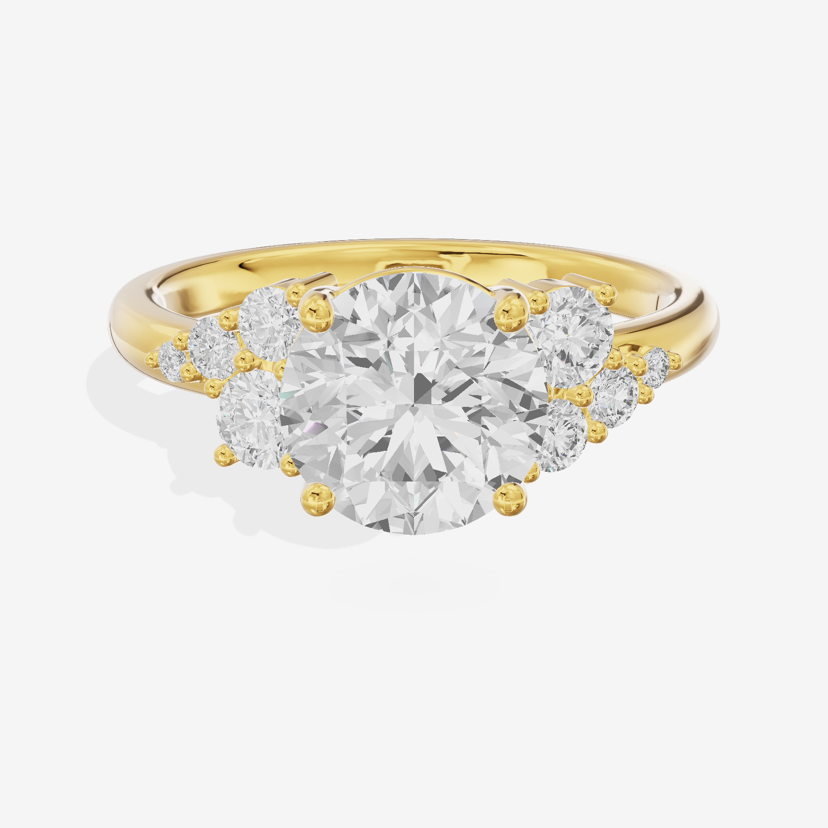 Modern Tender Round Engagement Ring with Side Stones (1/3 ct. tw.) in 14K Yellow Gold