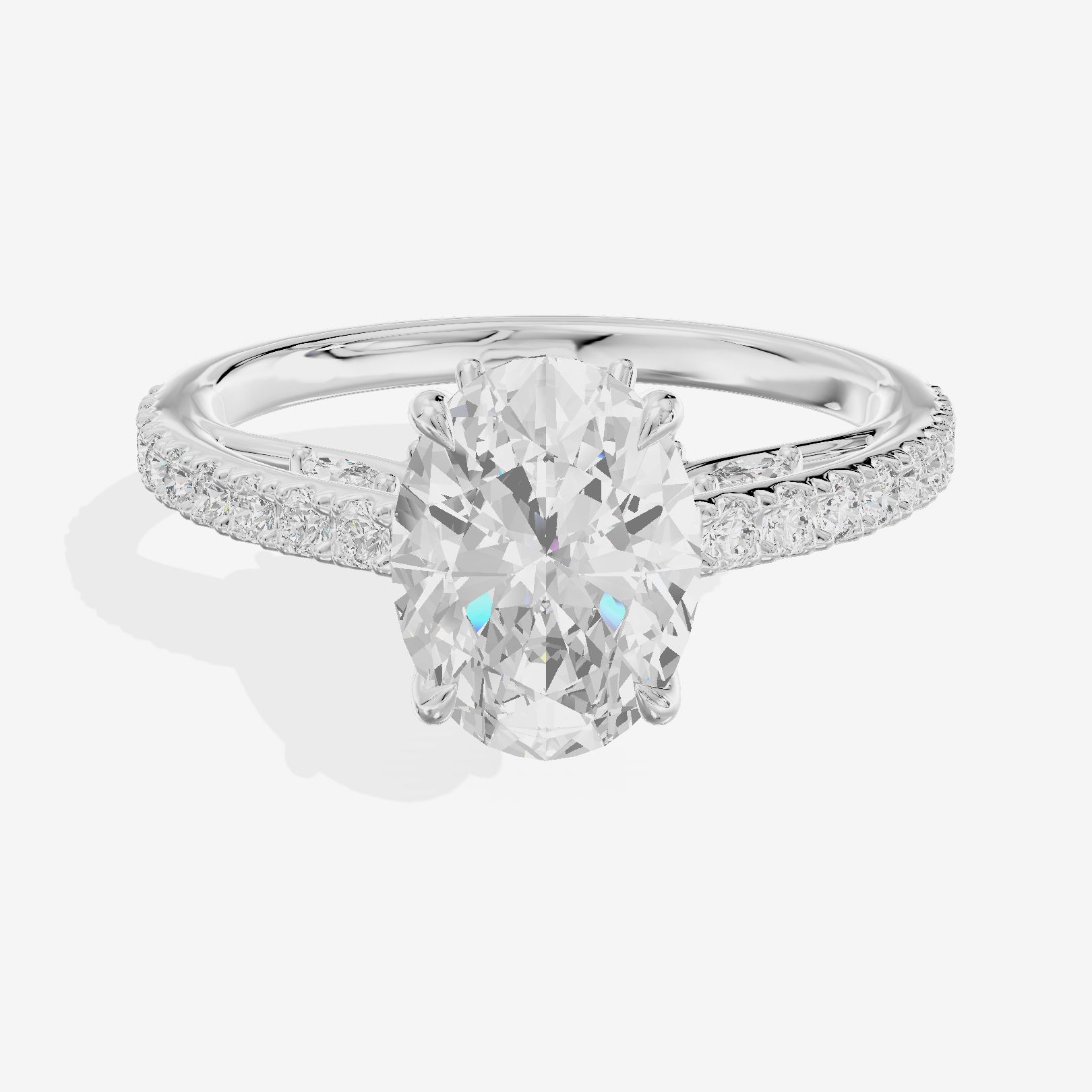 Twine Cathedral 1.8mm Oval Solitaire Engagement Ring (1/2 ct. tw.) in 18K White Gold