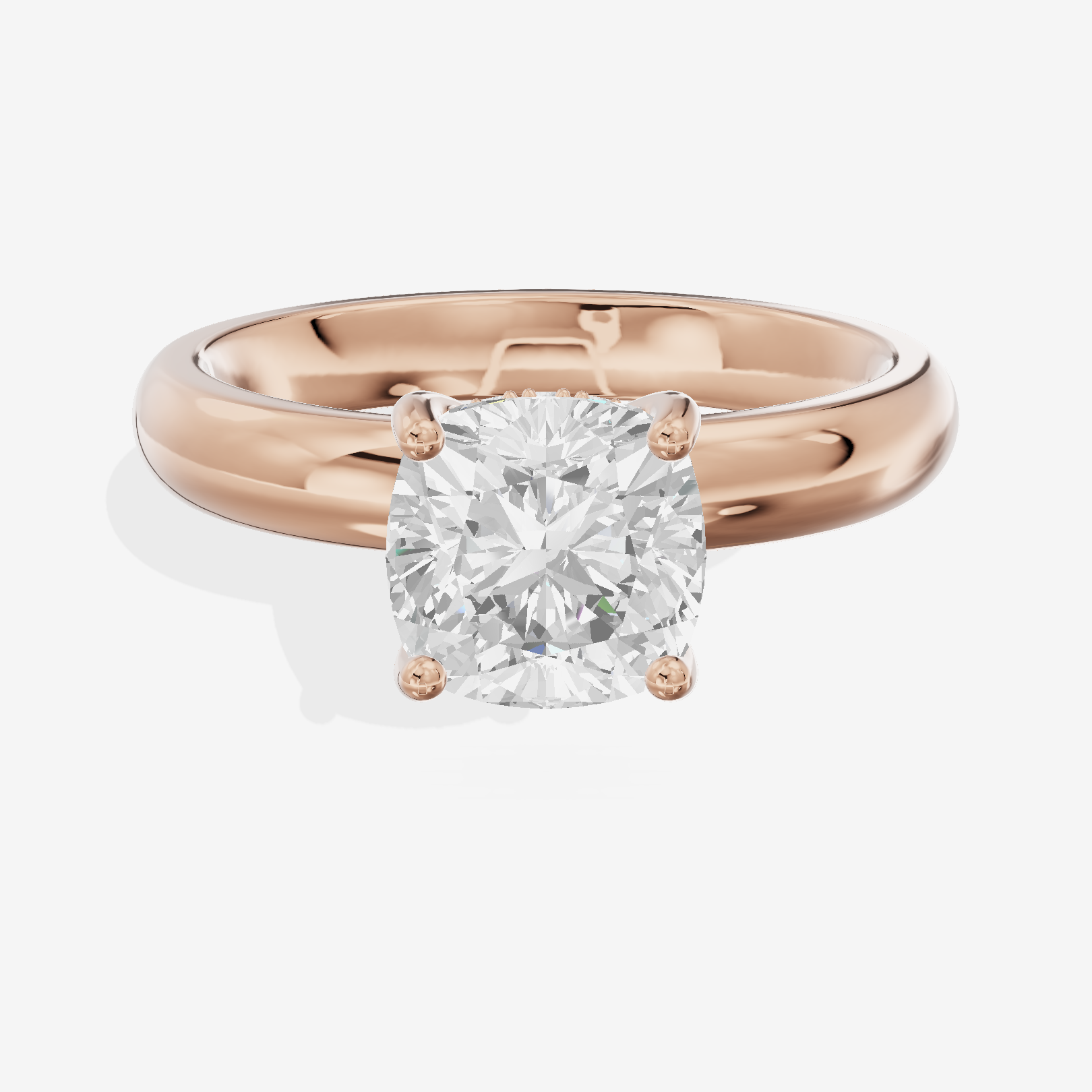 Triade Halo Cushion Engagement Ring (1/15 ct. tw.) in 14K Rose Gold