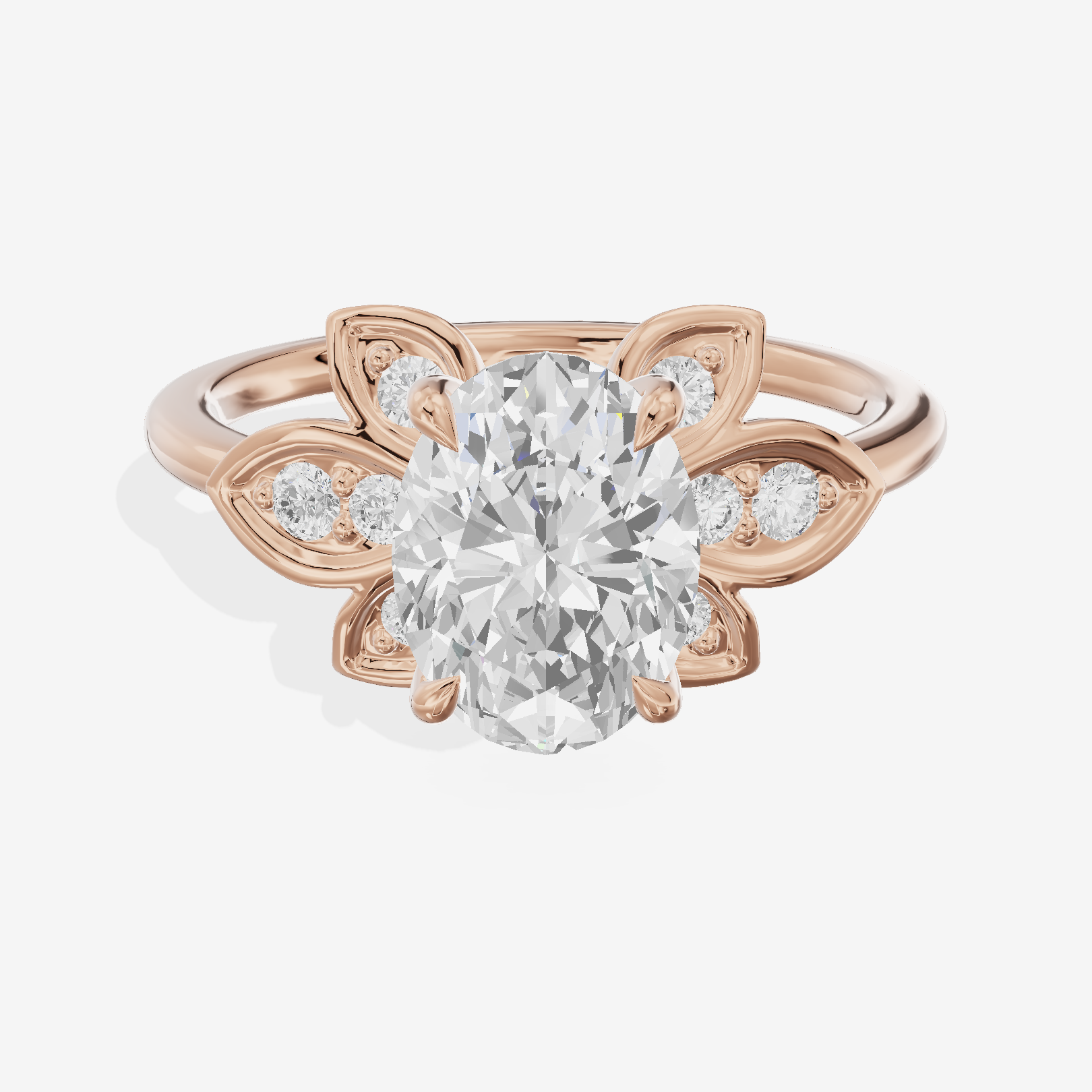 Petite Whisper Oval Engagement Ring with Side Stones (1/10 ct. tw.) in 18K Rose Gold