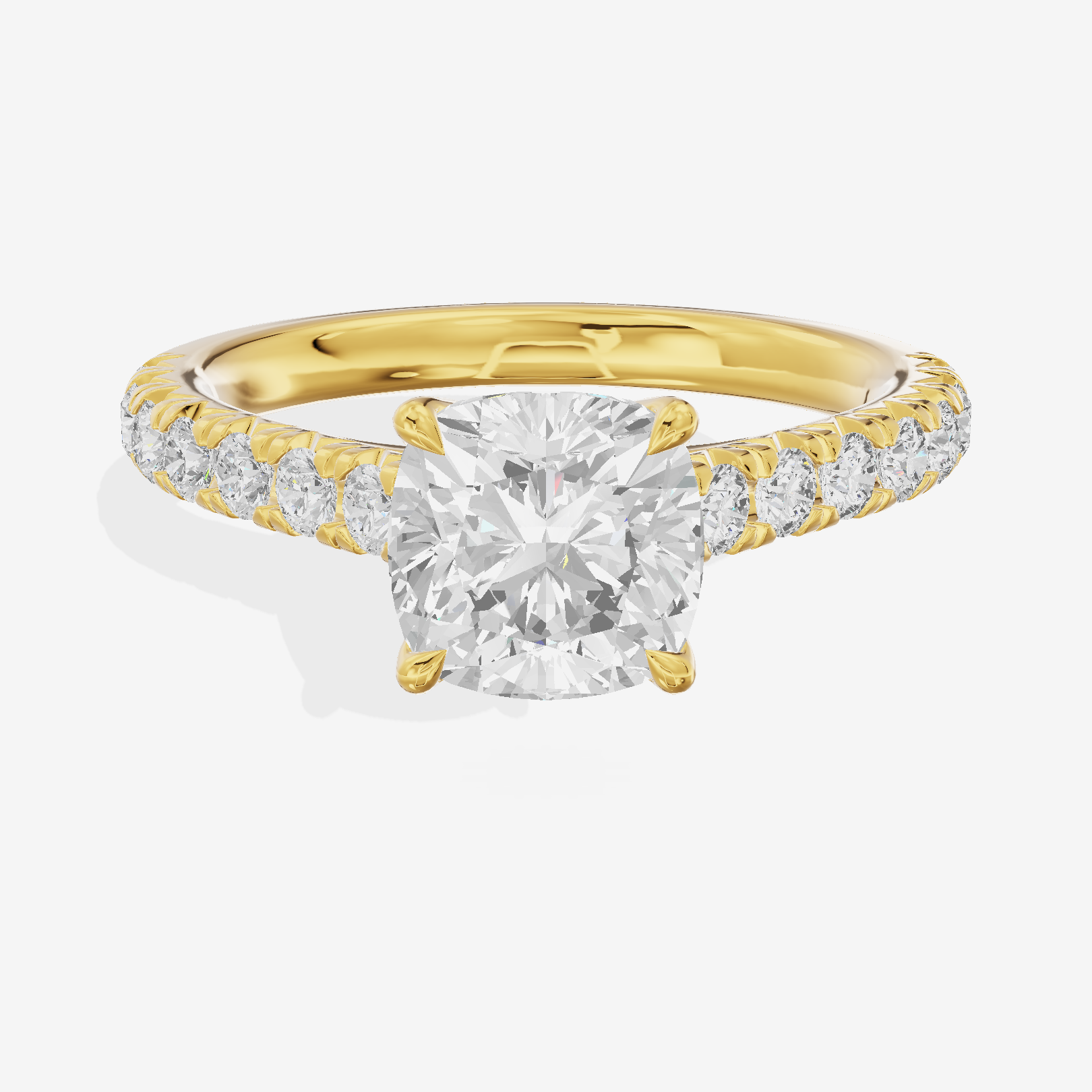 Whispered Sincere Cushion Engagement Ring with Side Stones (2/5 ct. tw.) in 18K Yellow Gold