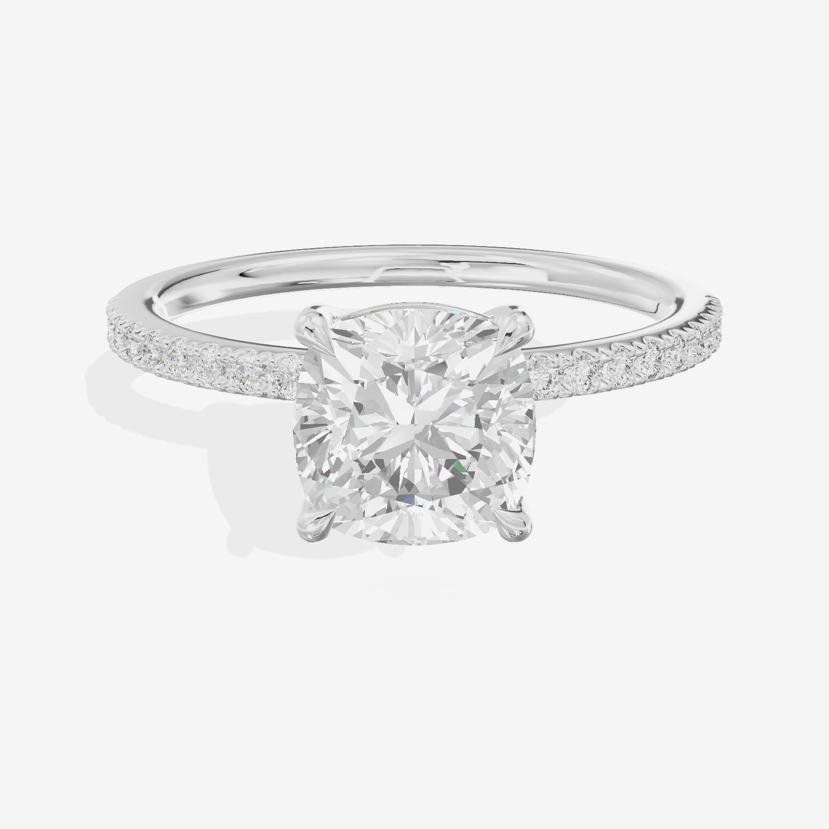Tender Vowsae Cushion Engagement Ring with Side Stones (1/8 ct. tw.) in 18K White Gold