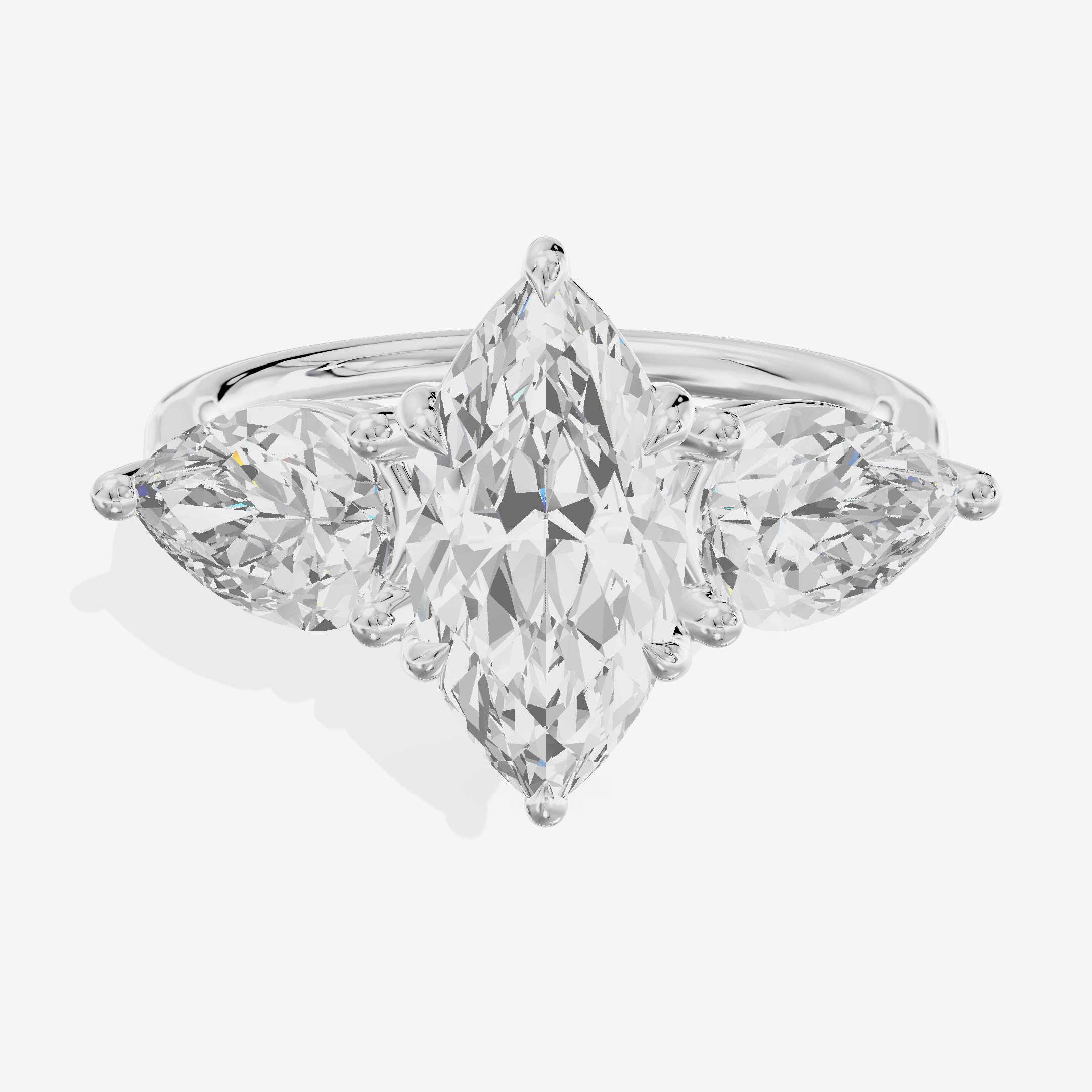 Luxe Heartline Three Stone Marquise Engagement Ring (3/4 ct. tw.) in 18K White Gold