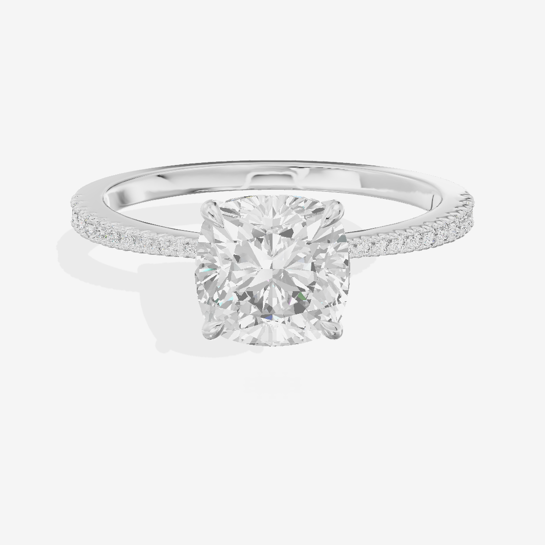 Grand Tender Cushion Engagement Ring with Side Stones (1/8 ct. tw.) in Platinum