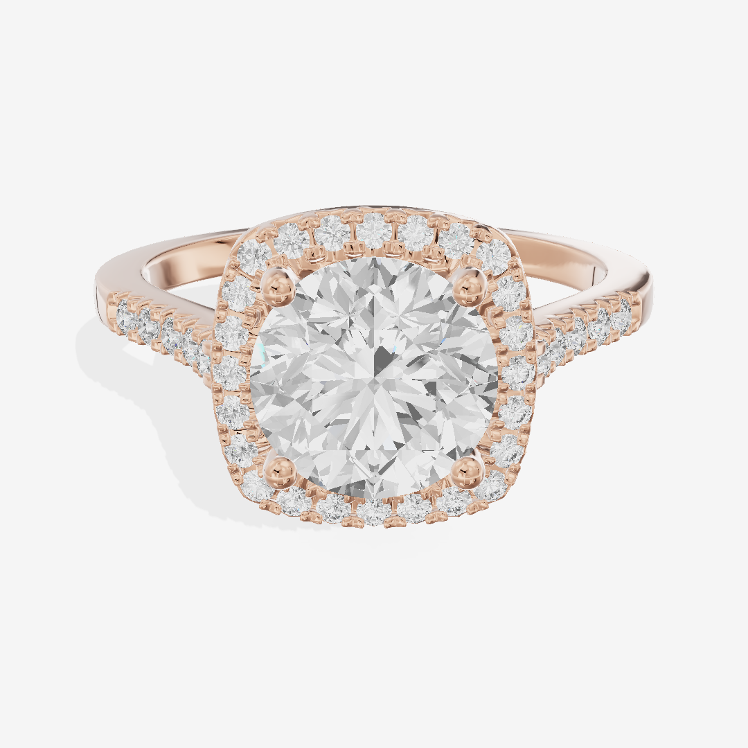 Lumera Halo Round Engagement Ring (1/5 ct. tw.) in 18K Rose Gold
