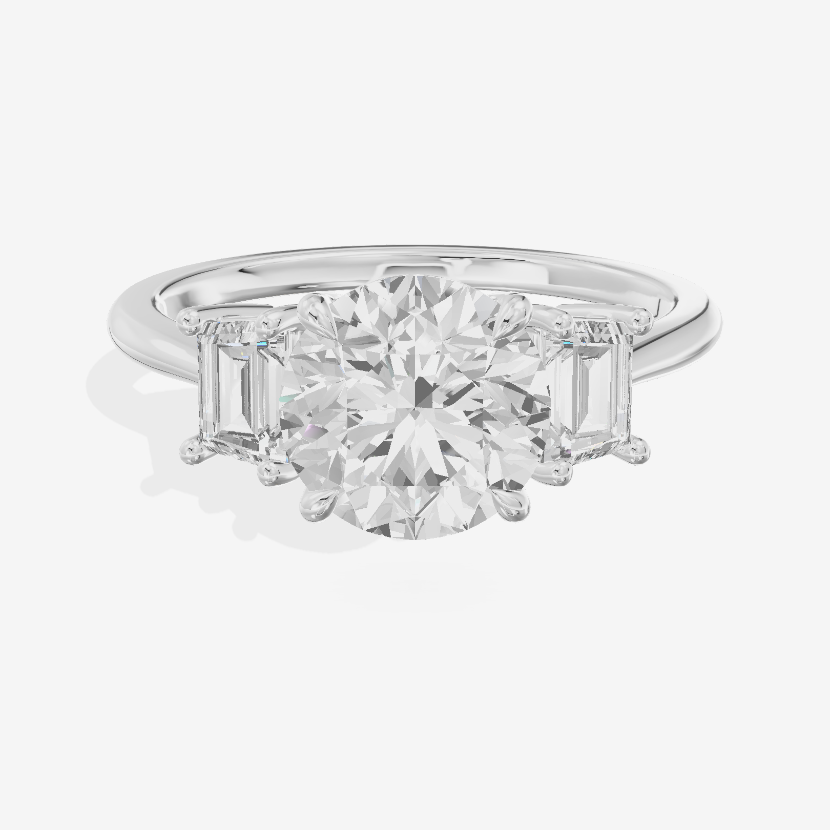 Triade Side Stone Round Three Stone Engagement Ring (2/5 ct. tw.) in 18K White Gold