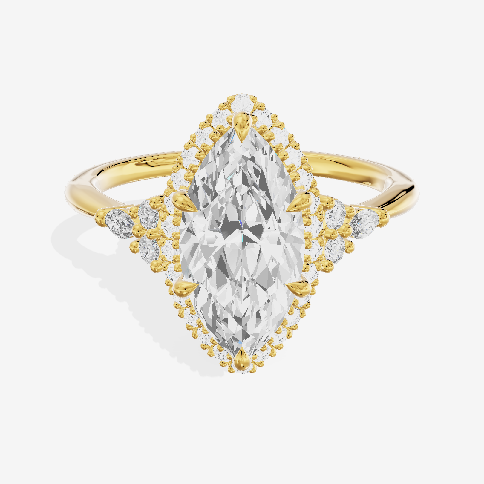 Clusta Halo Marquise Engagement Ring (1/2 ct. tw.) in 18K Yellow Gold