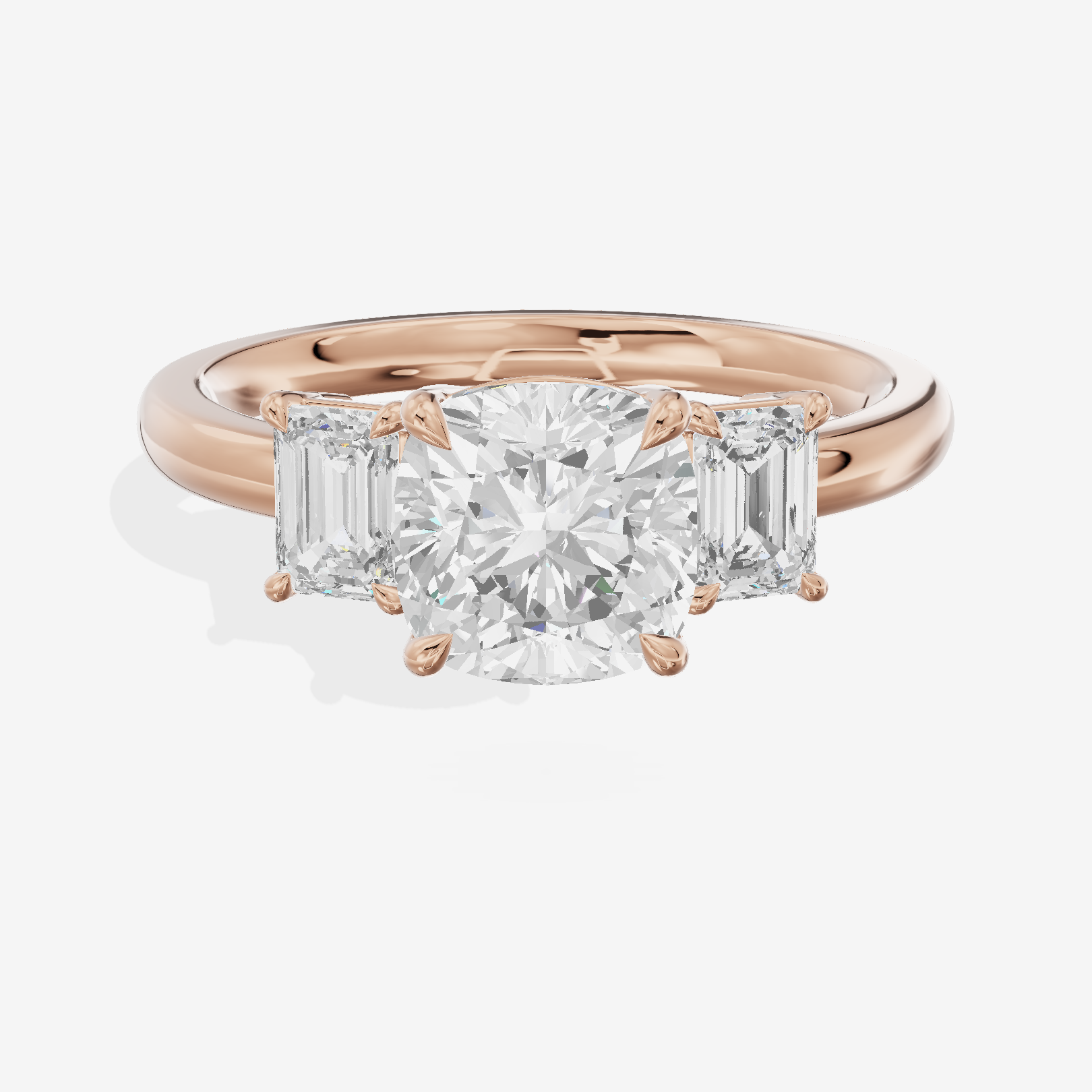 Petite Coeurine Three Stone Cushion Engagement Ring (1/5 ct. tw.) in 14K Rose Gold