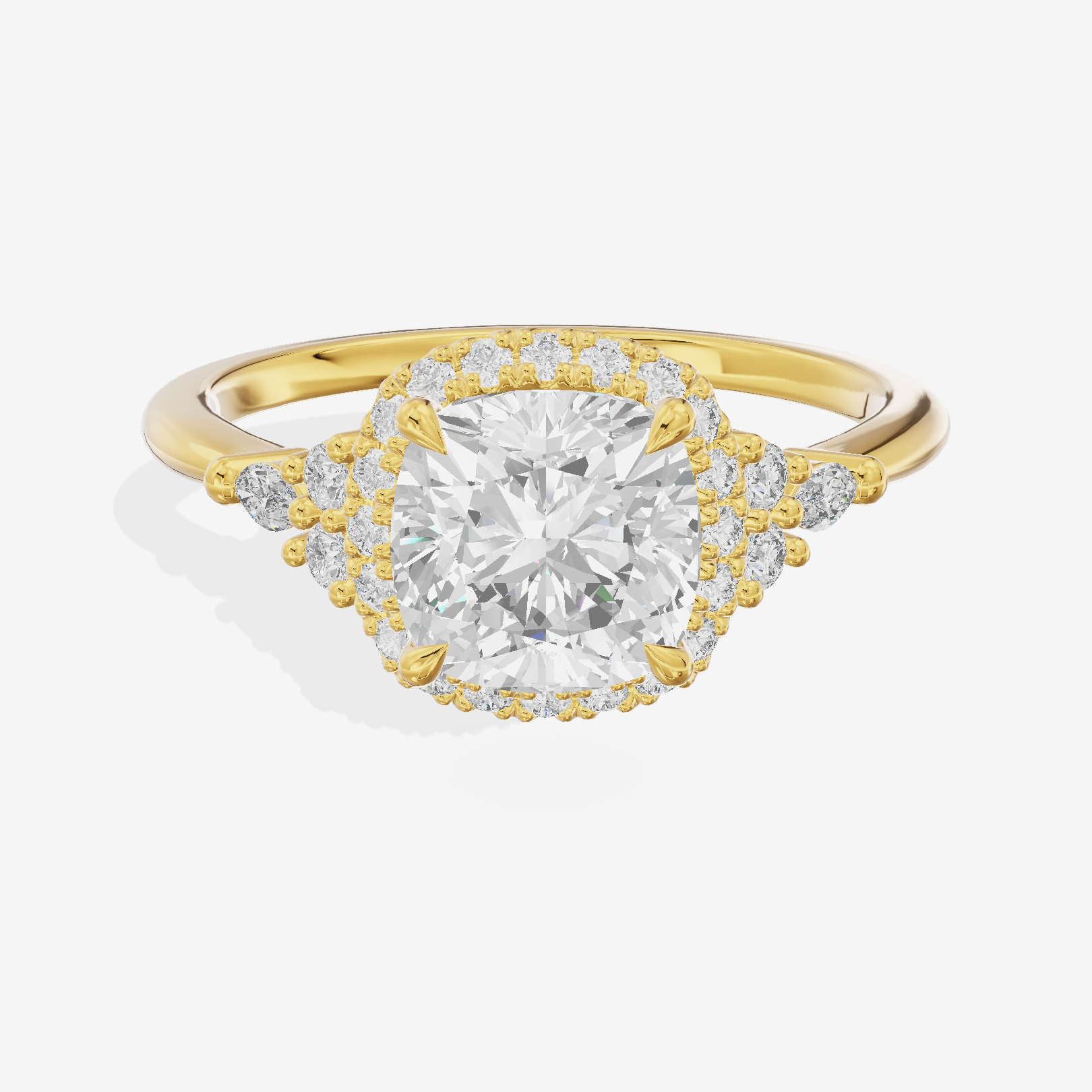 Clusta Halo Cushion Engagement Ring (1/2 ct. tw.) in 14K Yellow Gold