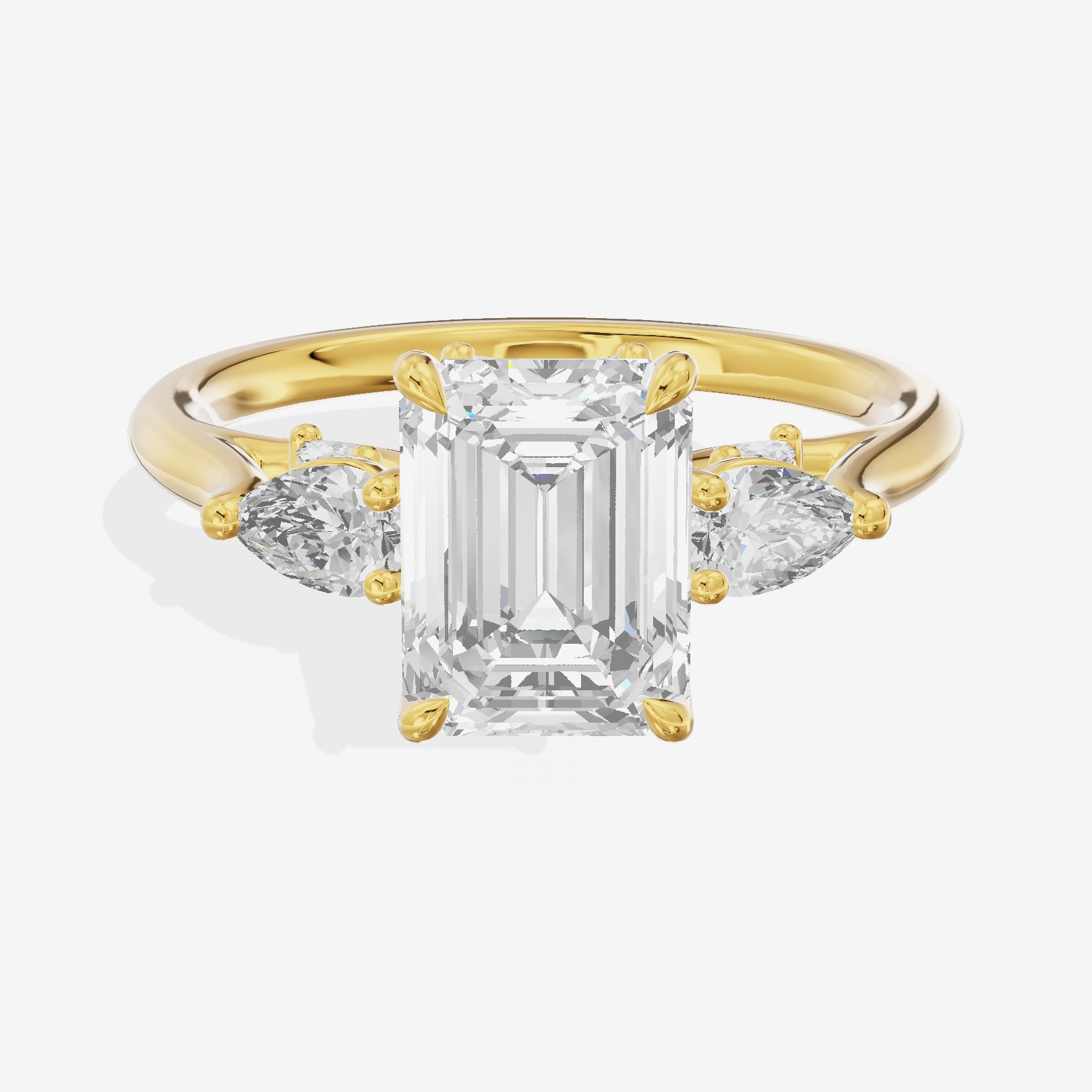 Classic Vowsae Three Stone Emerald Engagement Ring (3/5 ct. tw.) in 18K Yellow Gold