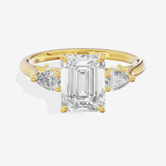 Classic Vowsae Three Stone Emerald Engagement Ring (3/5 ct. tw.) in 18K Yellow Gold