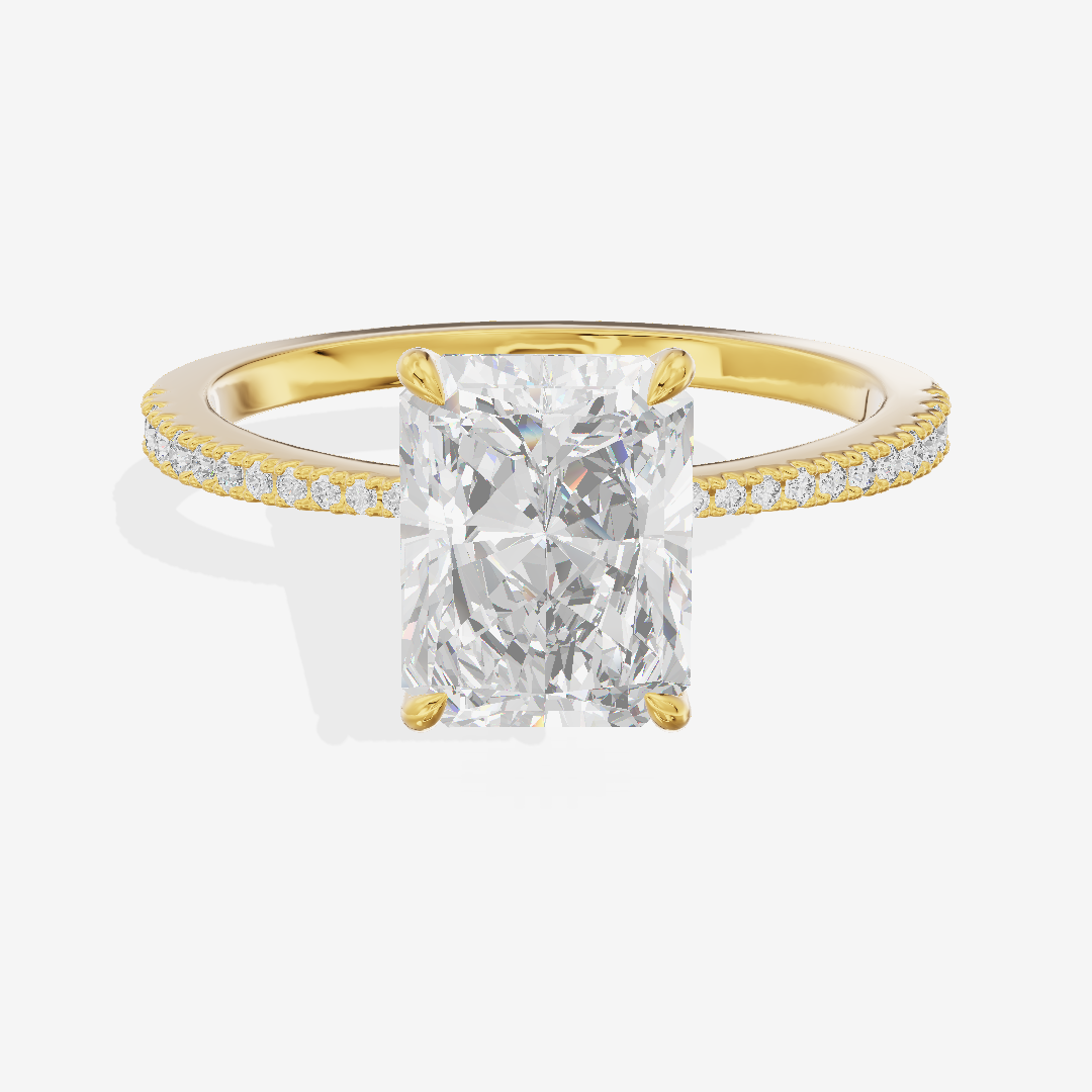 Grand Tender Radiant Engagement Ring with Side Stones (1/8 ct. tw.) in 14K Yellow Gold