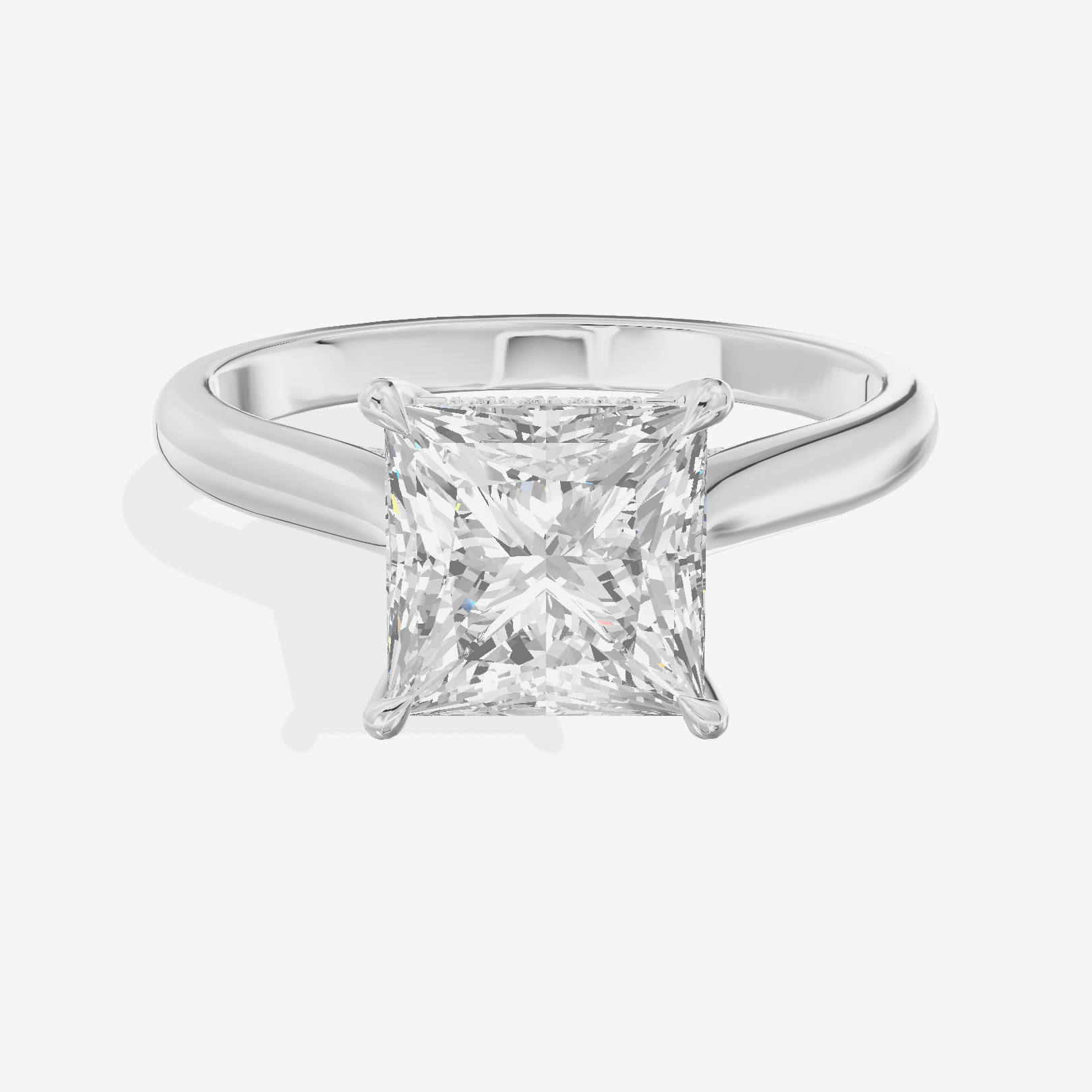 Vintage Halcyon Princess Engagement Ring with Side Stones (1/8 ct. tw.) in 18K White Gold
