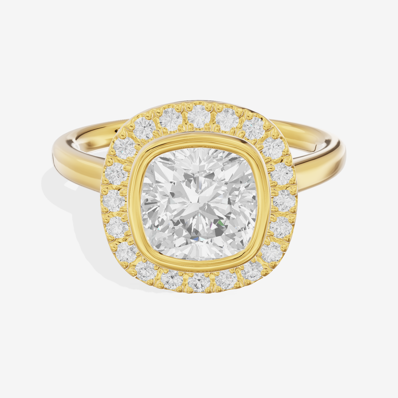 Trellise Halo Cushion Engagement Ring (1/4 ct. tw.) in 14K Yellow Gold