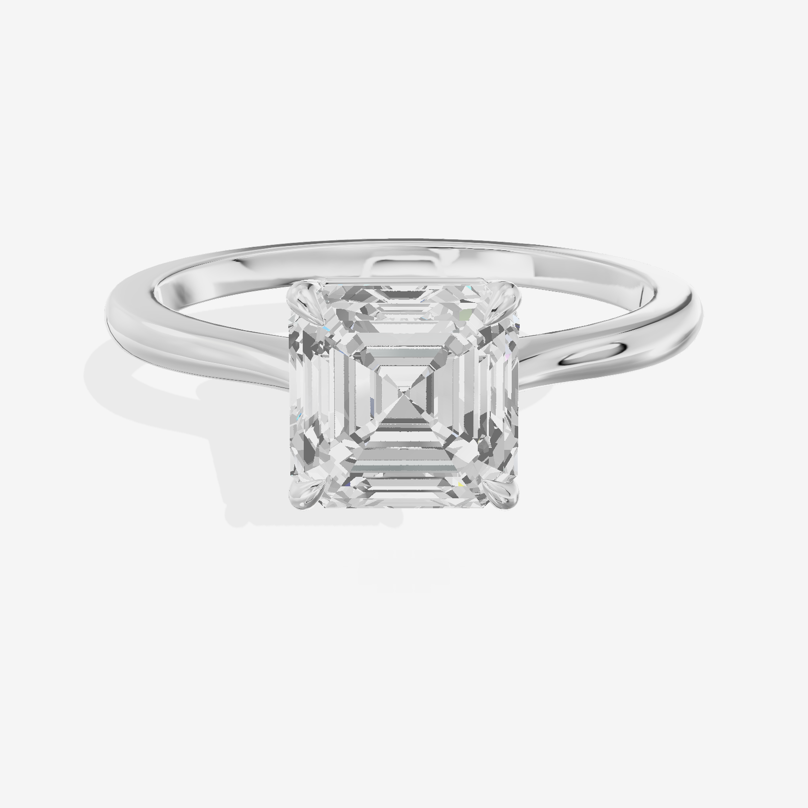 Bowed Adorae 1.5mm Asscher Solitaire Engagement Ring in 18K White Gold