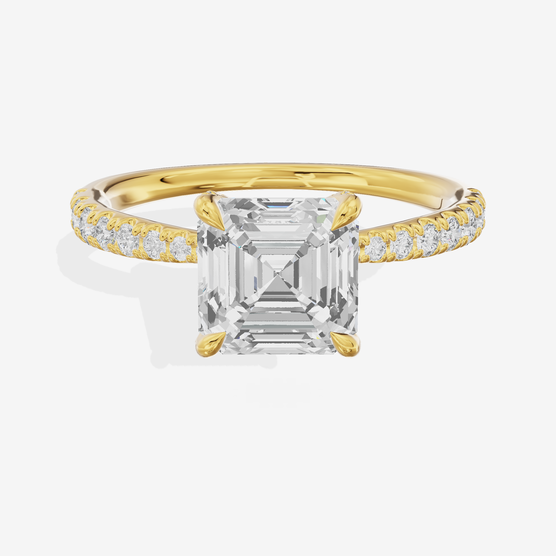 Lumera Asscher Engagement Ring with Side Stones (1/3 ct. tw.) in 14K Yellow Gold